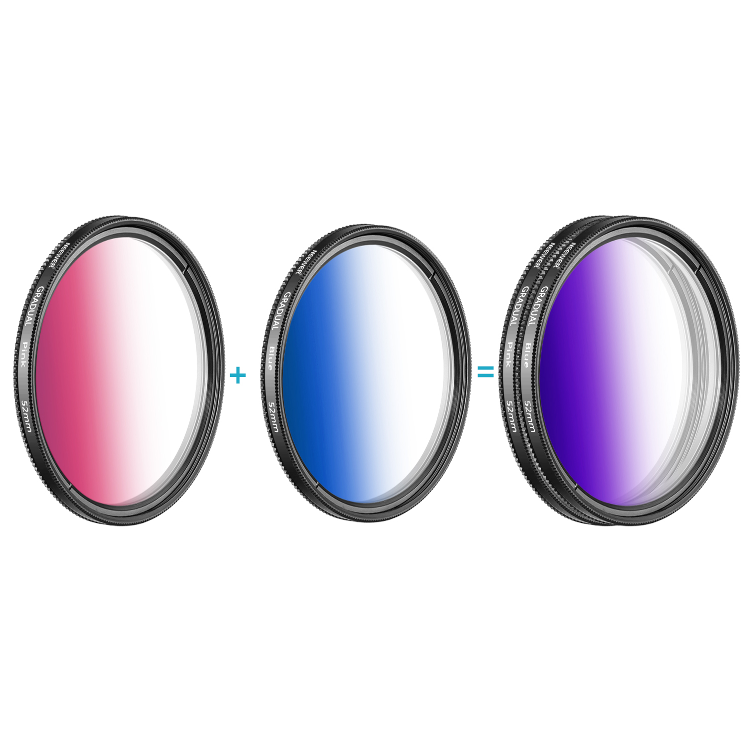 Neewer 9pcs 52mm Complete Graduated Color Lens Filter Set for SLR