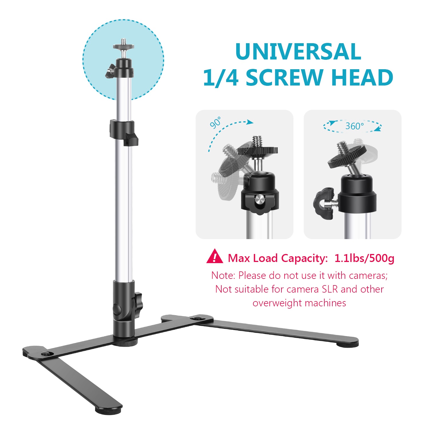 Neewer LightWeight Adjustable Camera Table Top Monopod Stand Tripod