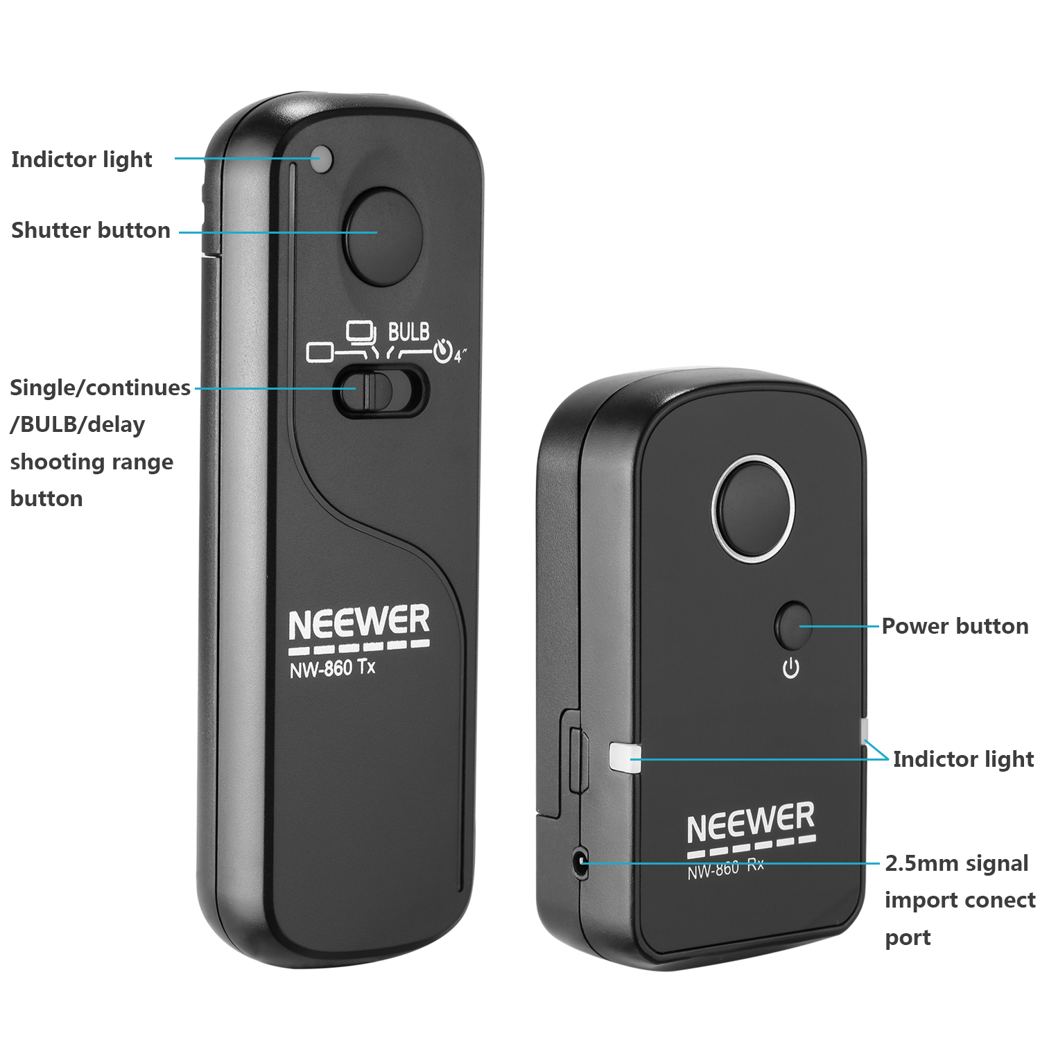 Neewer NW860/E3 Camera Shutter Release Wireless Remote Transmitter
