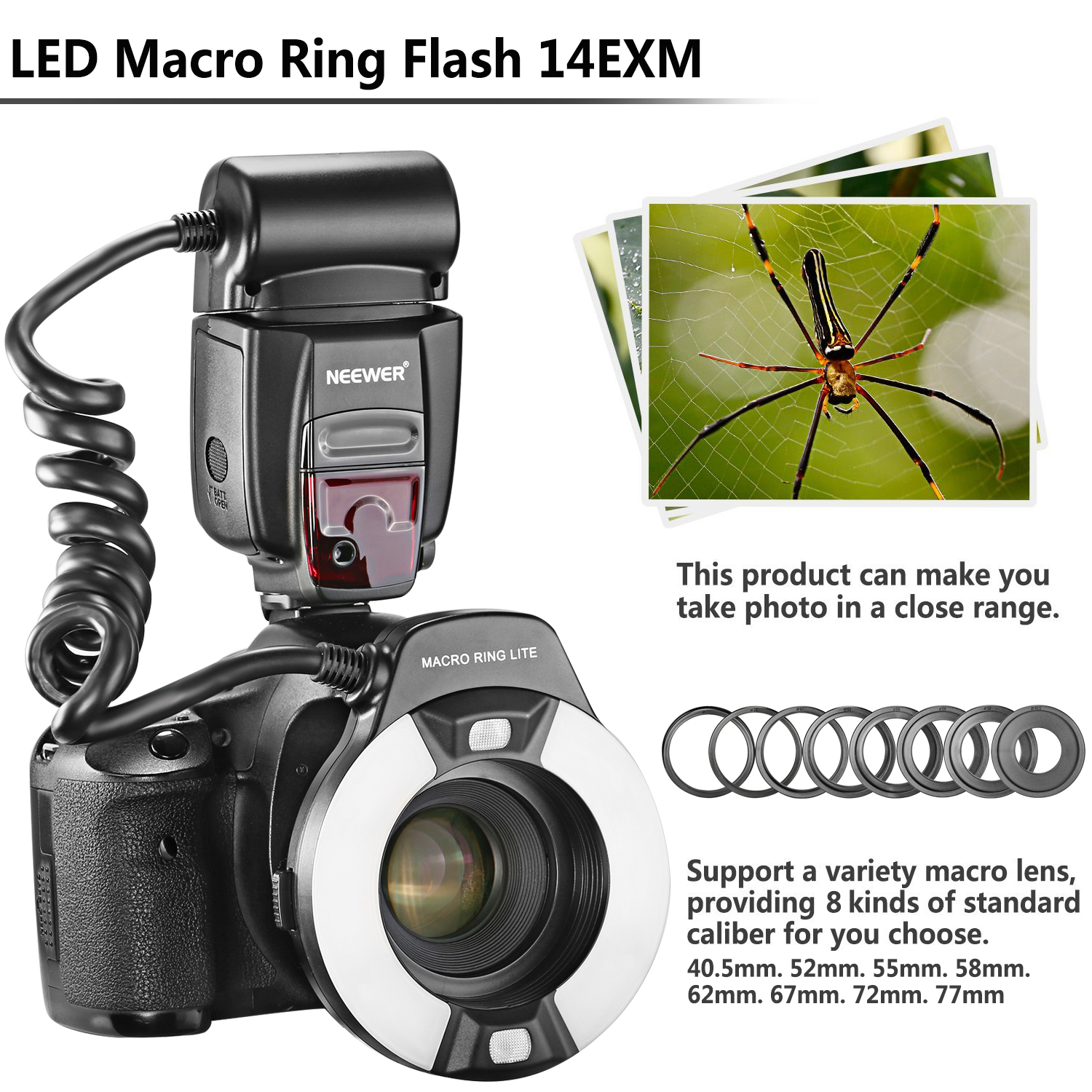 Neewer NW14EXM AF Assist LED Closeup Macro Ring Flash Light with