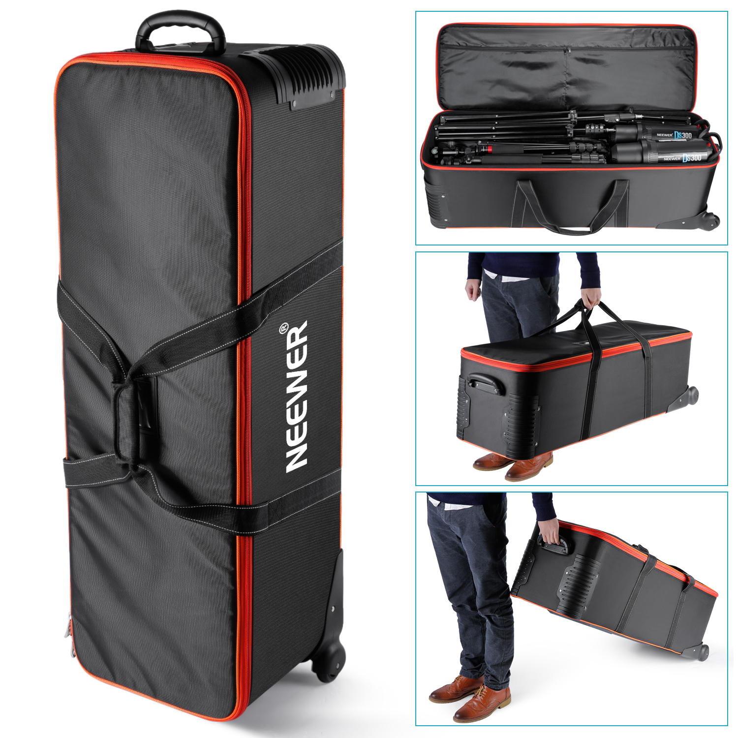 Neewer 41x13x12"/103x33x30CM Photo Studio Equipment Roller Carry Bag eBay