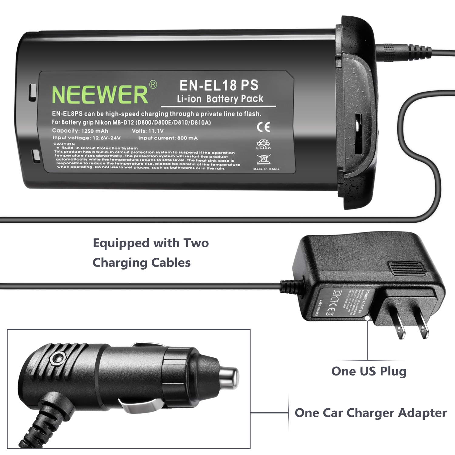 Neewer ENEL18PS Rechargeable Liion External Flash Battery Pack for