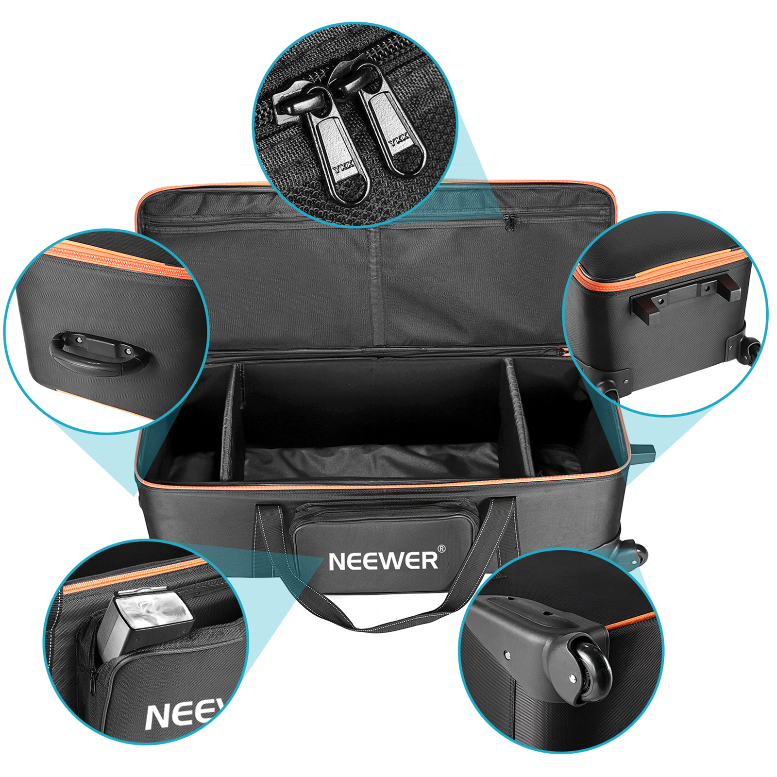 Neewer Photo Studio Equipment Padded Compartment Trolley Carry Bag Case eBay
