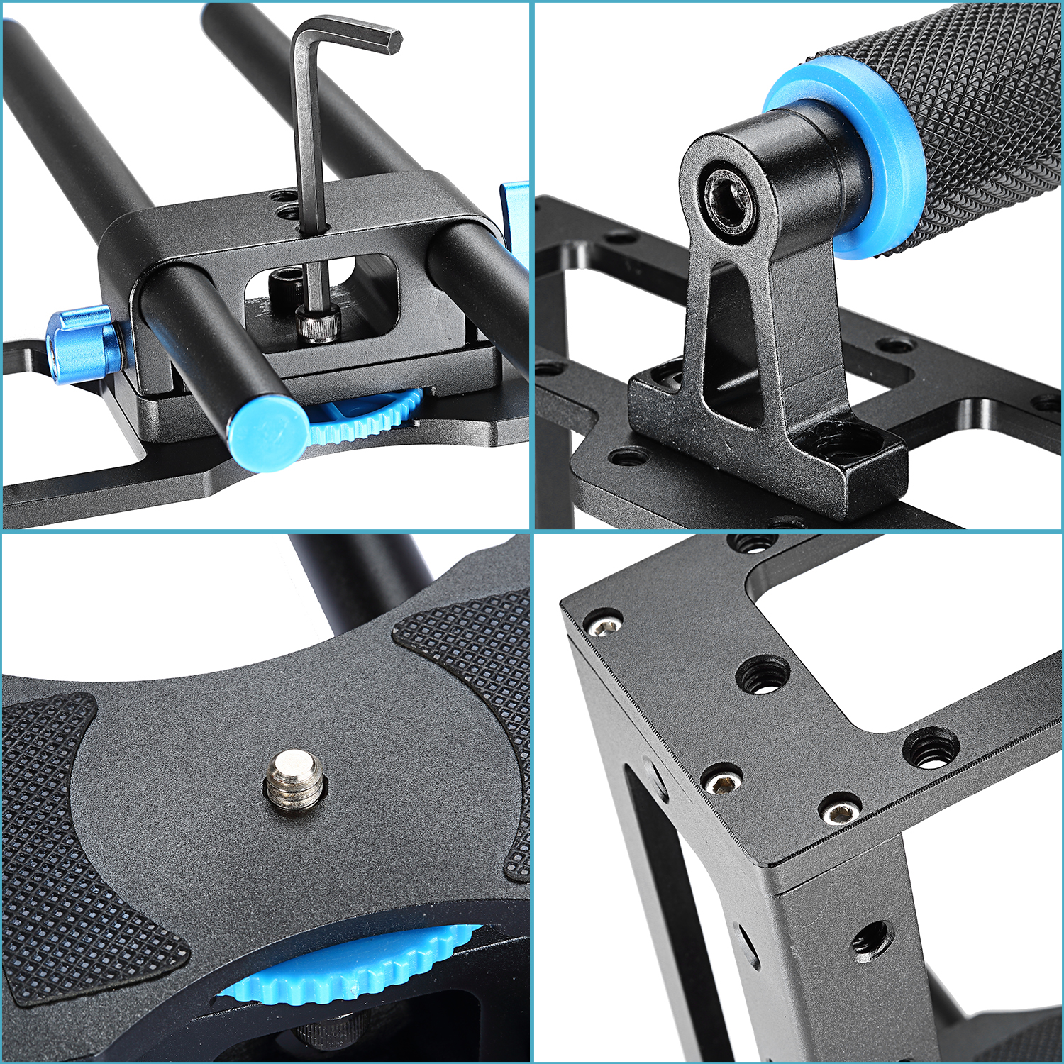 NEEWER Aluminum DSLR Camera Cage Kit for Canon Nikon Sony w/15mm Rod