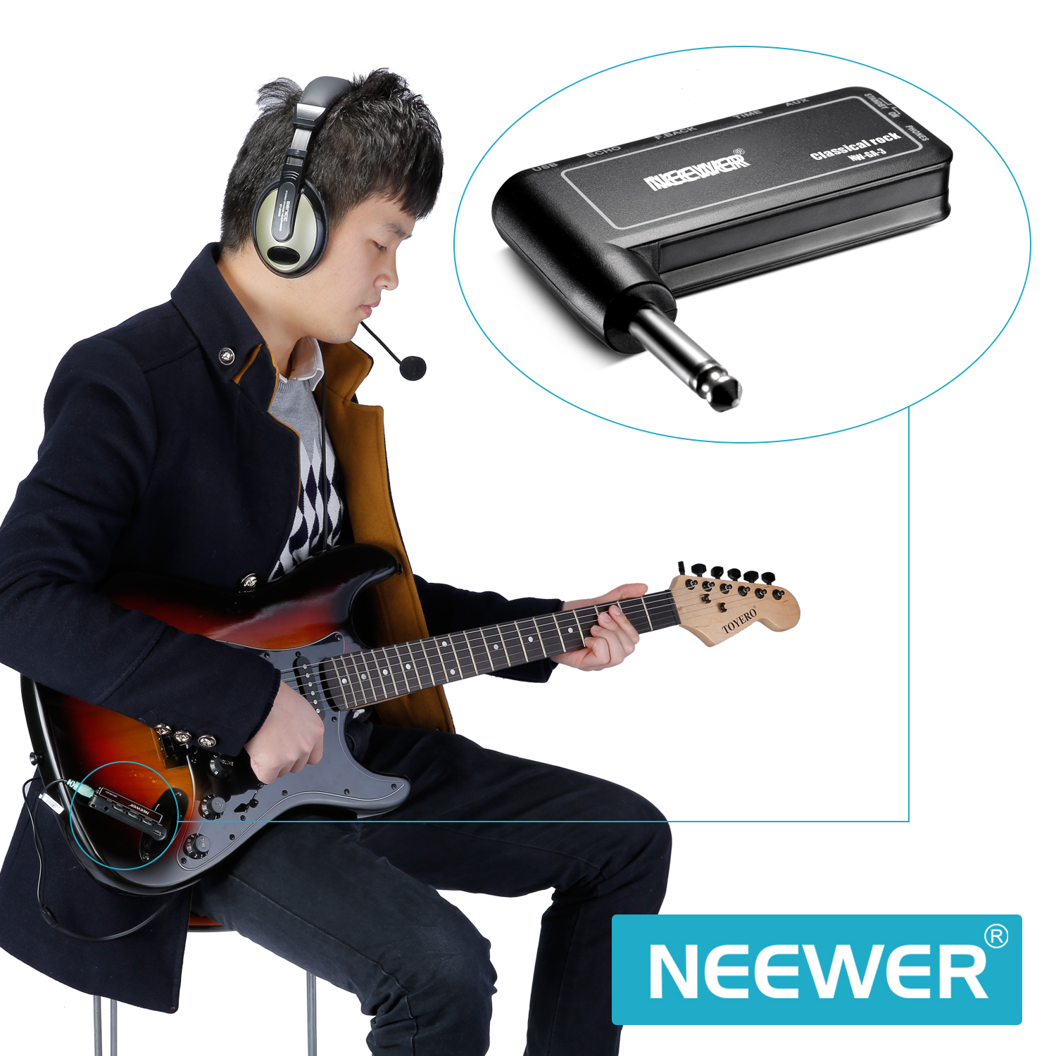 Neewer Portable Electric Guitar Plug Mini Headphone Amp Amplifier