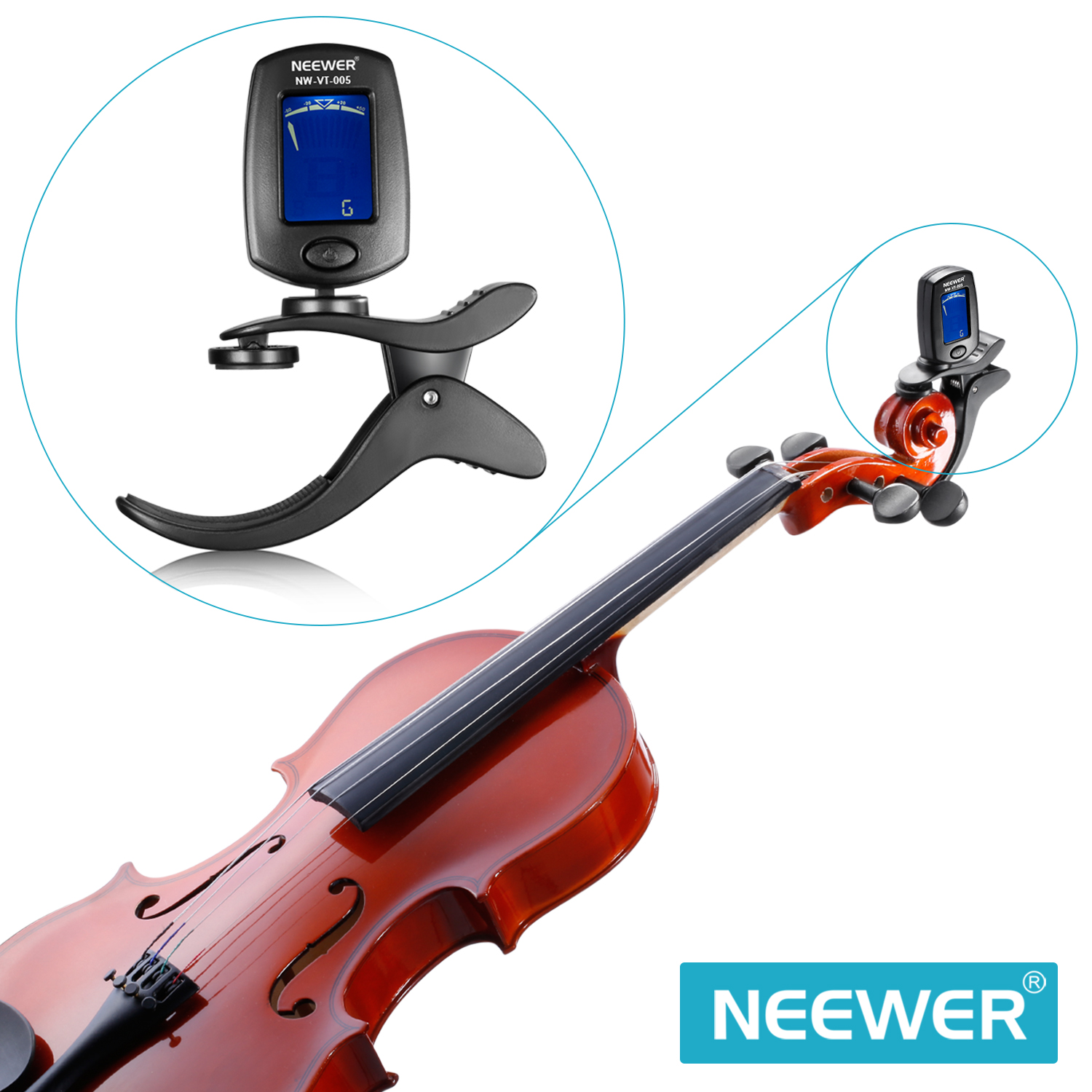 Neewer Chromatic Clipon Violin Tuner with a 360 Degree Rotational LCD