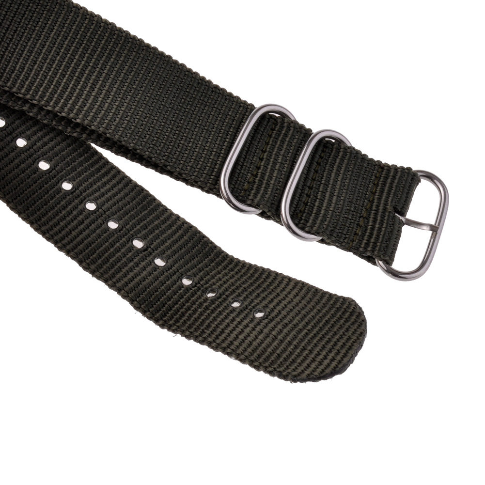 18mm 5 Rings Thread Woven Nylon Brush Buckle Watch Strap Band Army