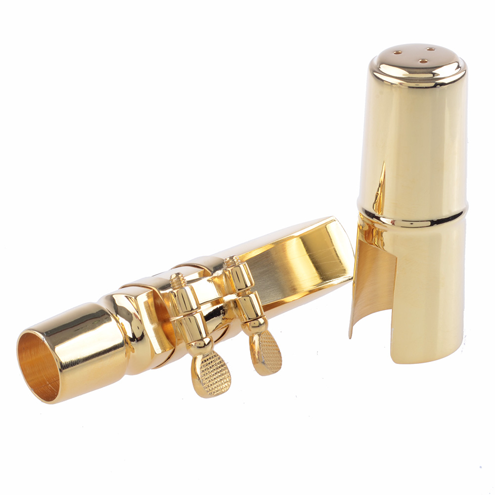 Alto Sax Saxophone Mouthpiece 8 Metal with Cap and Ligature Golden Plated eBay