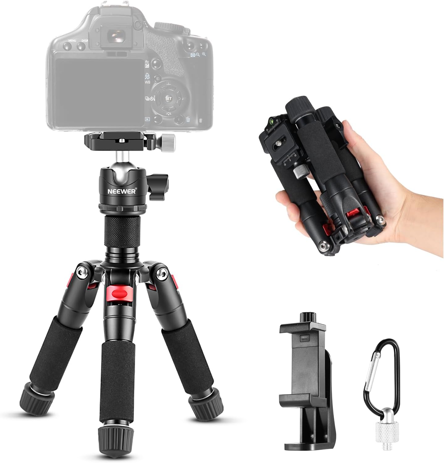 NEEWER Mini Desktop Tripod Red חצובה שולחנית אדומה - תמונת מוצר