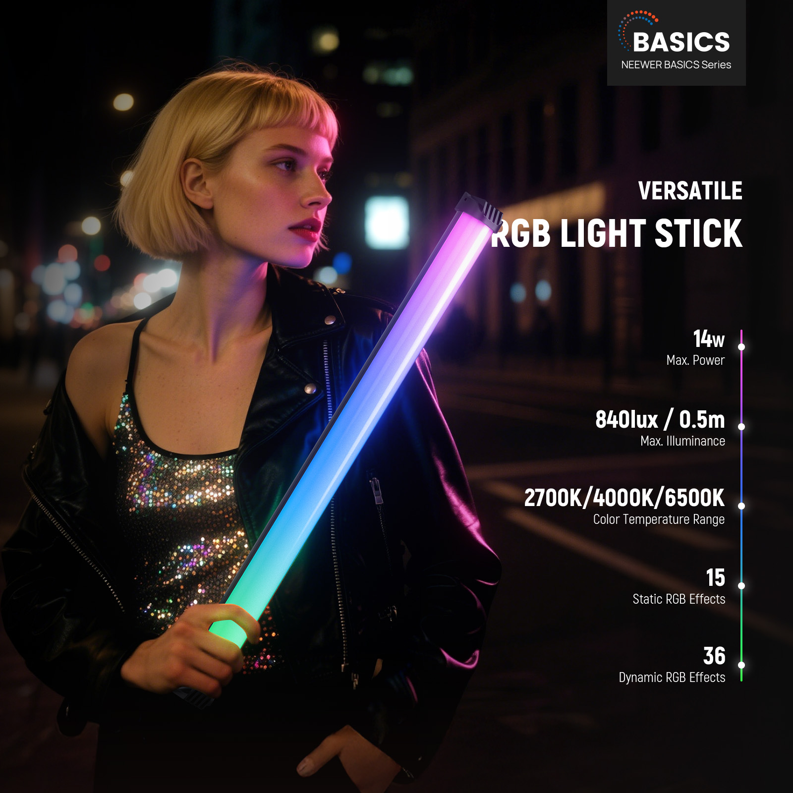NEEWER BASICS SL50 LED Light Wand שרביט תאורת לד - מבנה ושימוש
