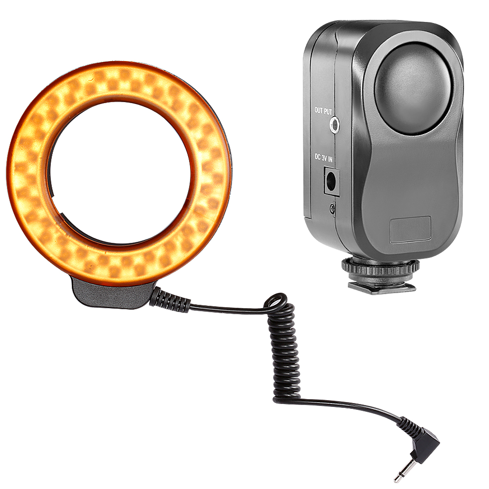 48 LED Macro Ring Light With 6 Adaptors Rings Fits 49mm,52mm,58mm,62mm