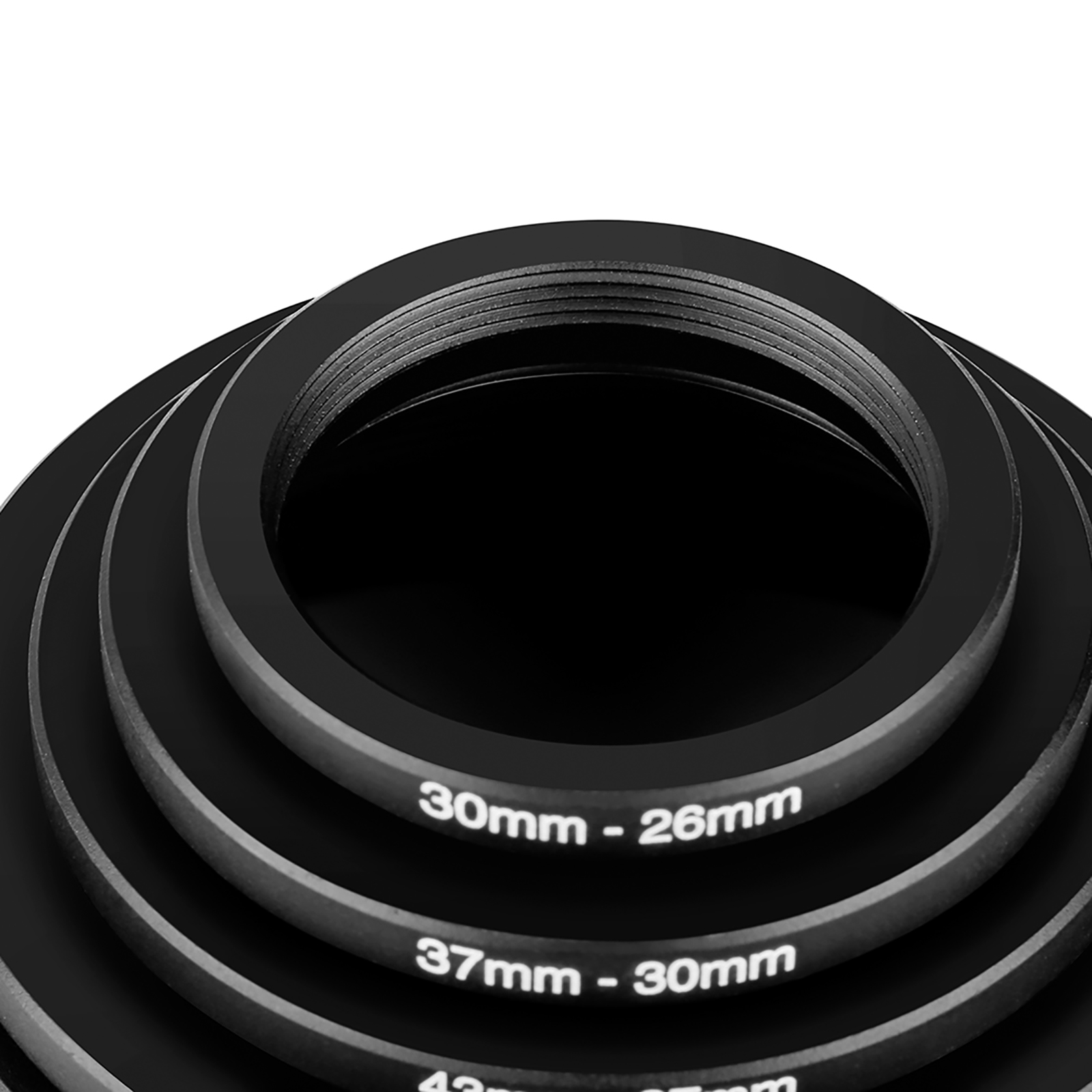 Neewer 10 Pieces Anodized Black Metal Stepdown Adapter Ring Set