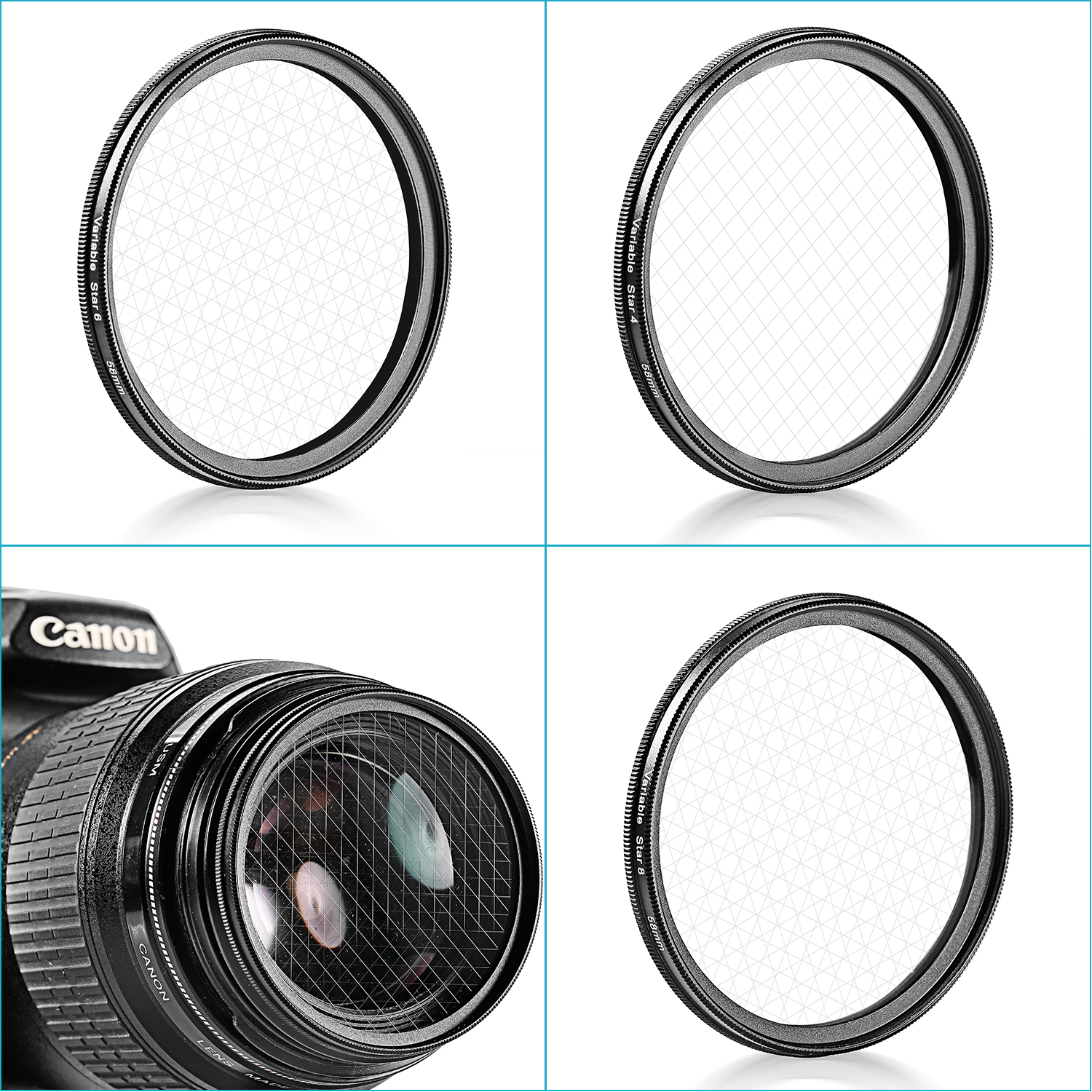 Neewer 58mm Rotated Star Filter Set for Canon Nikon Sony and Other DSLR