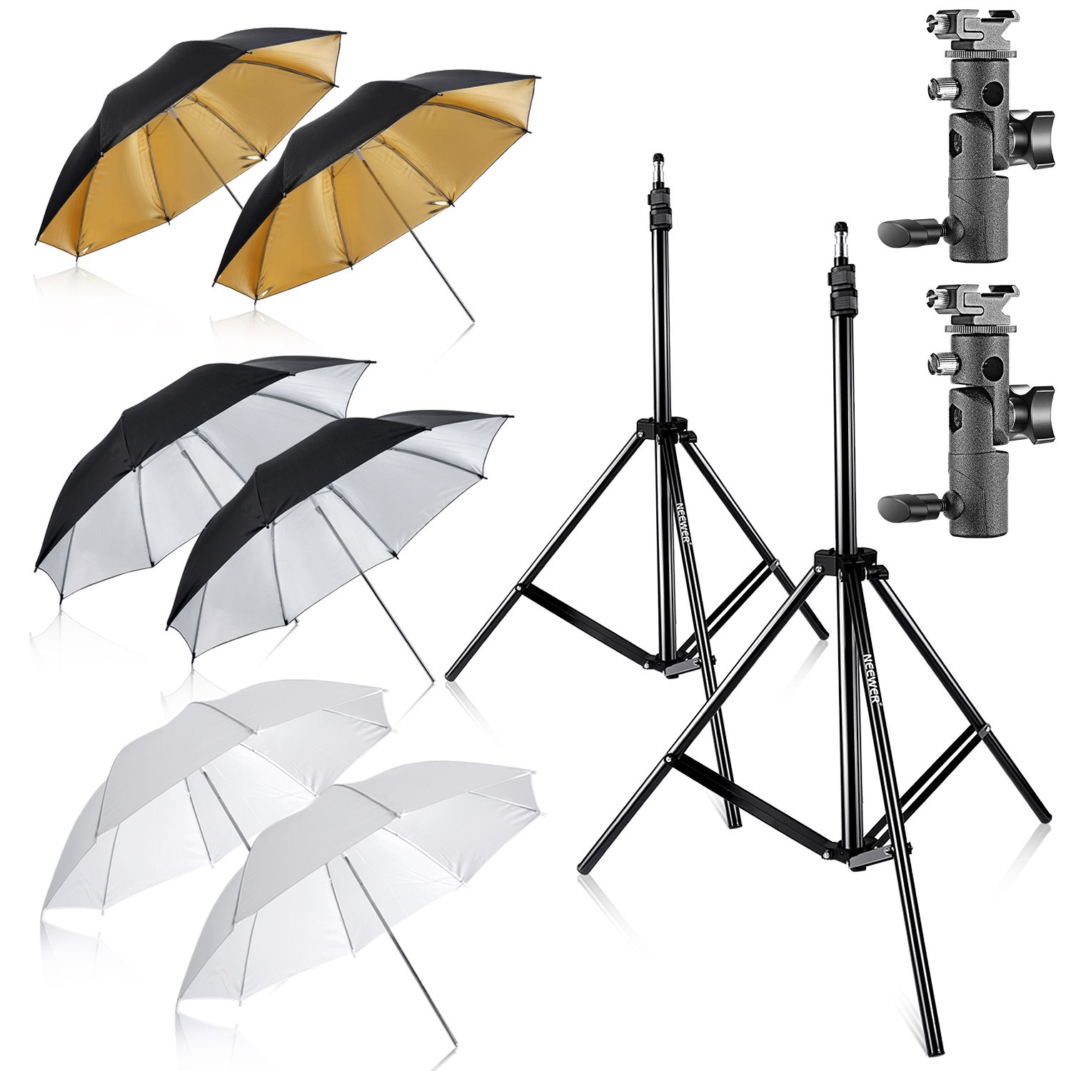 Neewer 6pcs Photo Studio Umbrella Kit 2pcs White 2pcs Silver 2pcs Gold 699618400564 eBay