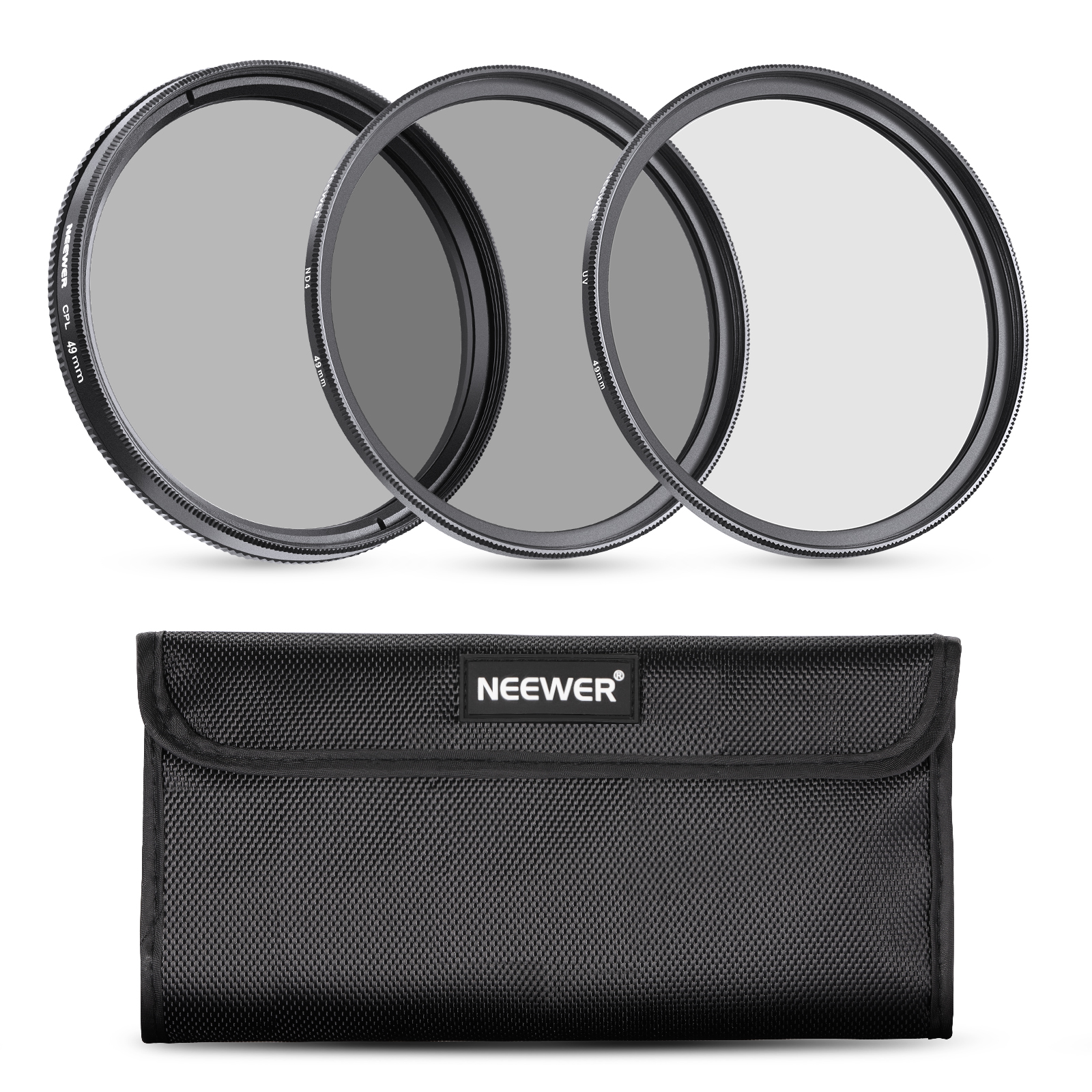 Neewer 49mm Lens Filter Kit UV CPL ND4 for Sony Alpha NEX-3 NEX-5 NEX