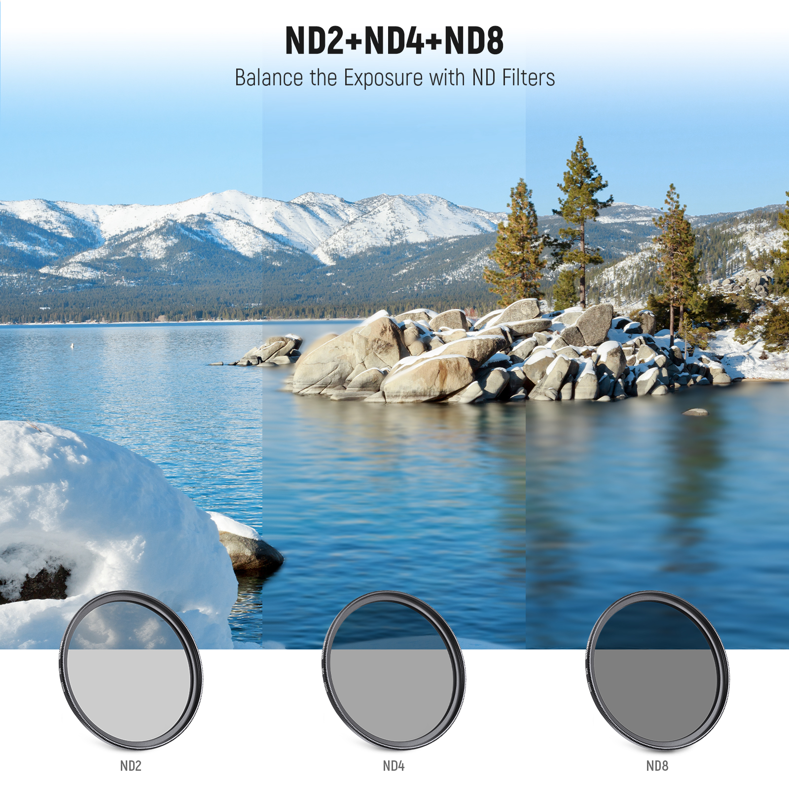 Neewer 62MM Professional UV CPL FLD Lens Filter and ND Filter Kit for