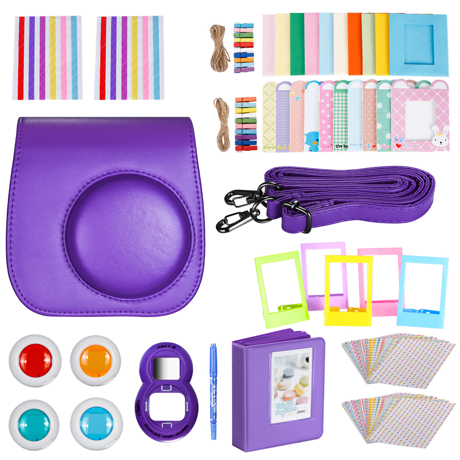 Neewer 10 In 1 Accessory Kit For Fujifilm Instax Mini 8s 8 Purple