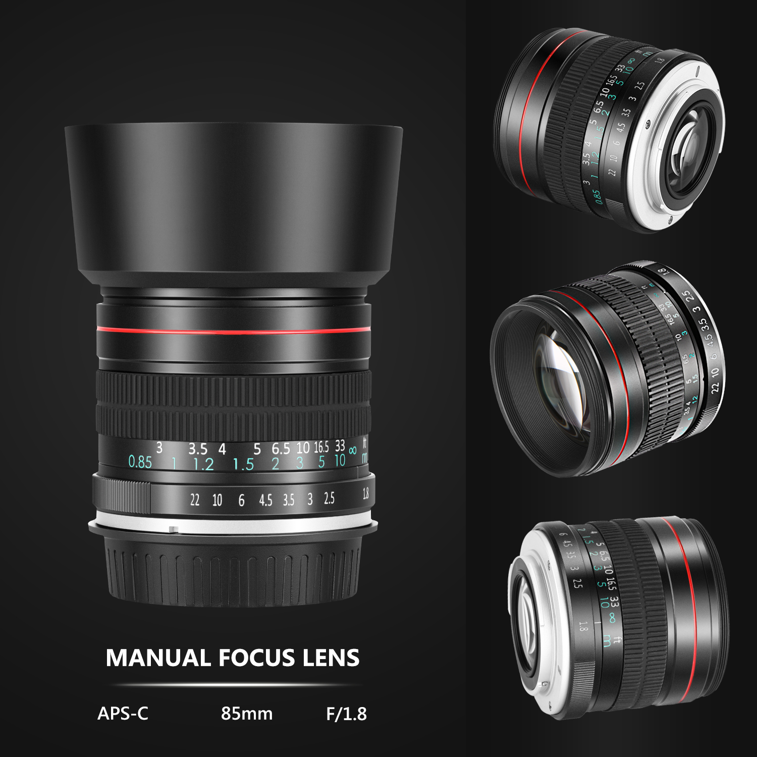 Neewer 85mm f/1.8 Portrait Manual Focus Telephoto Lens for Nikon D5 D4S