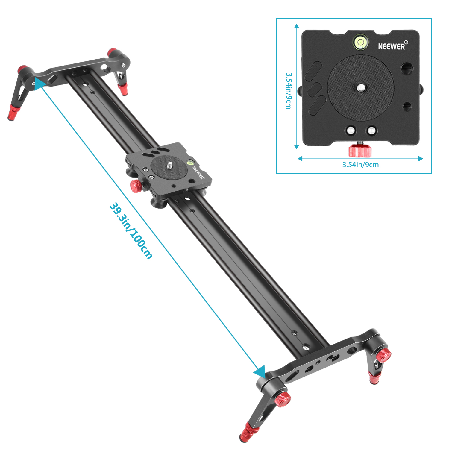 Neewer Aluminum Alloy Camera Track Slider Video Stabilizer Rail with 4