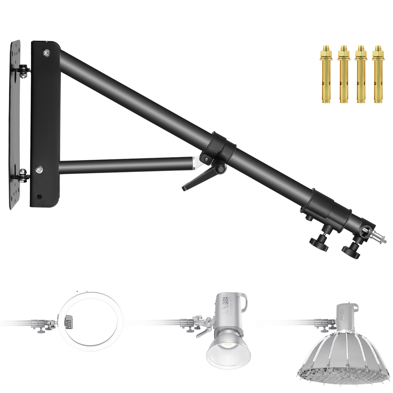 Neewer 49" Wall Mounting Boom Arm for Photography Video Light Monolight