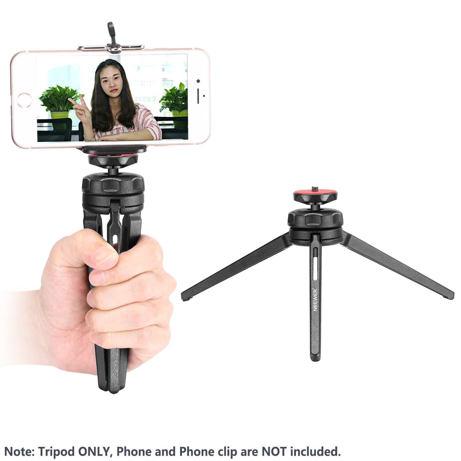 Neewer Mini Tripod Stabilizer Stand Grip with Swivel Ball Head for DSLR