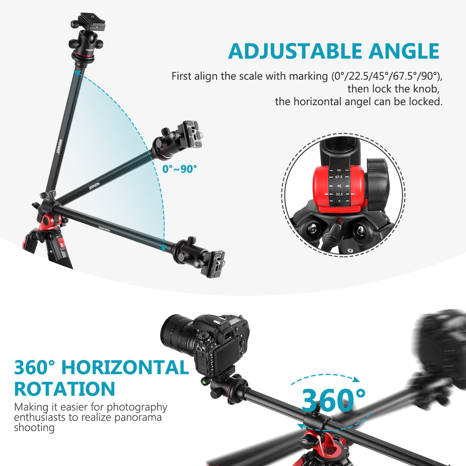 Neewer Camera Tripod Monopod Carbon Fiber with Rotatable Center Column eBay