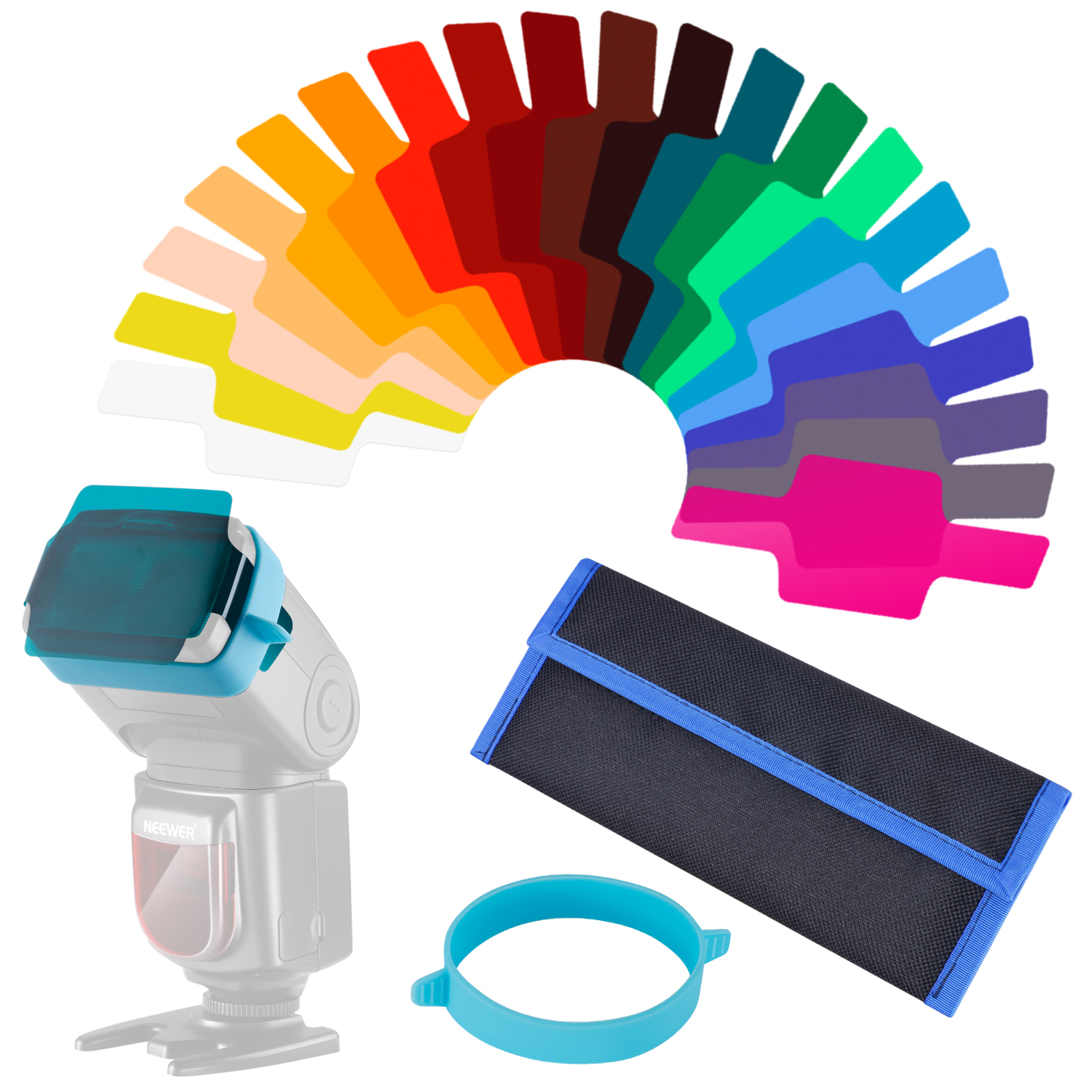 Neewer 20pcs Camera Flash Gels Lighting Filter Transparent Color