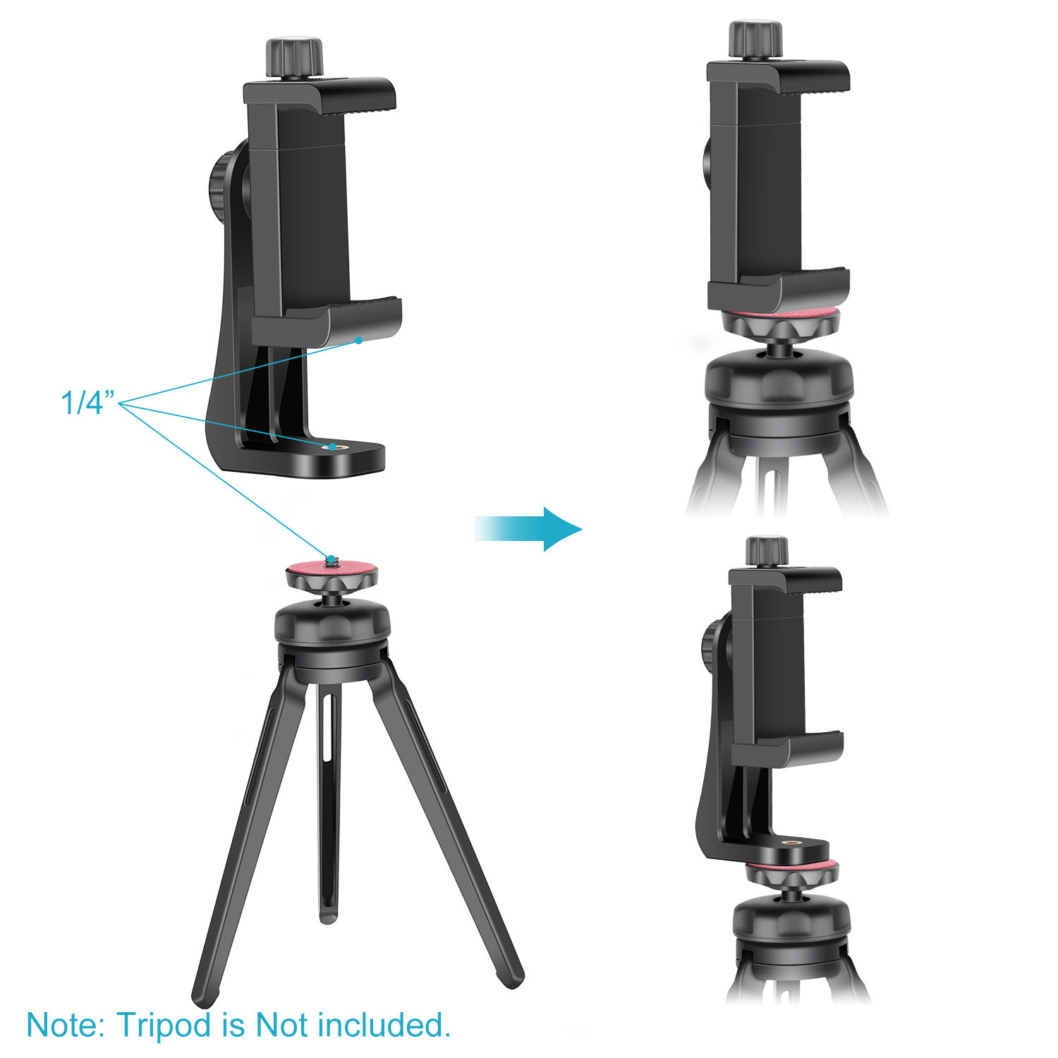 Neewer Rotatable Phone Clip Holder with 1/4" Tripod Mount for iPhone eBay