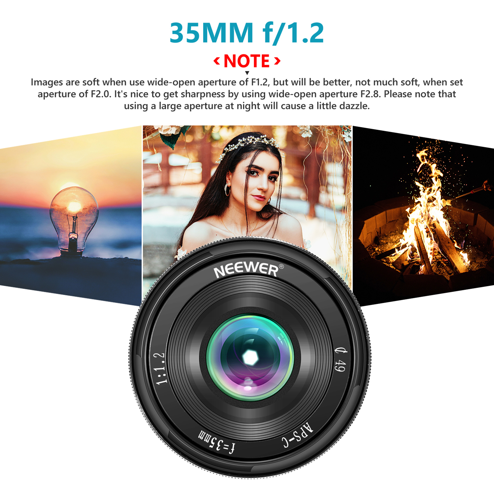 Neewer 32mm F//1.6 Manual Focus Prime Lens Sharp High Aperture for Sony E-Mount APS-C Mirrorless Camera like SONY NEX A7III A9 NEX 3 5 5T NEX 5R 6 7 A5100 A6000 A6100 A6300 A6500