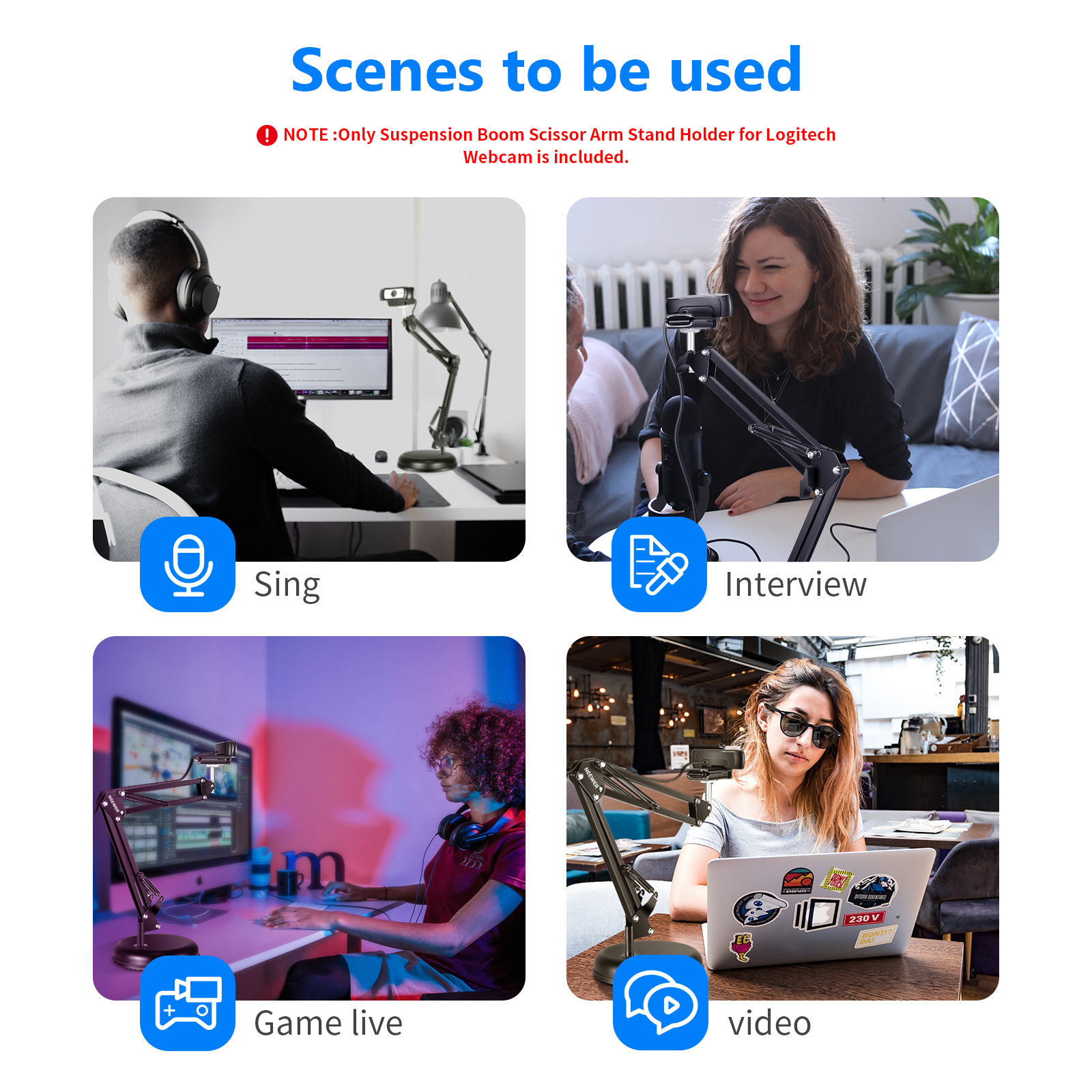 Neewer Desktop Arm Stand Holder for Logitech Webcam C922