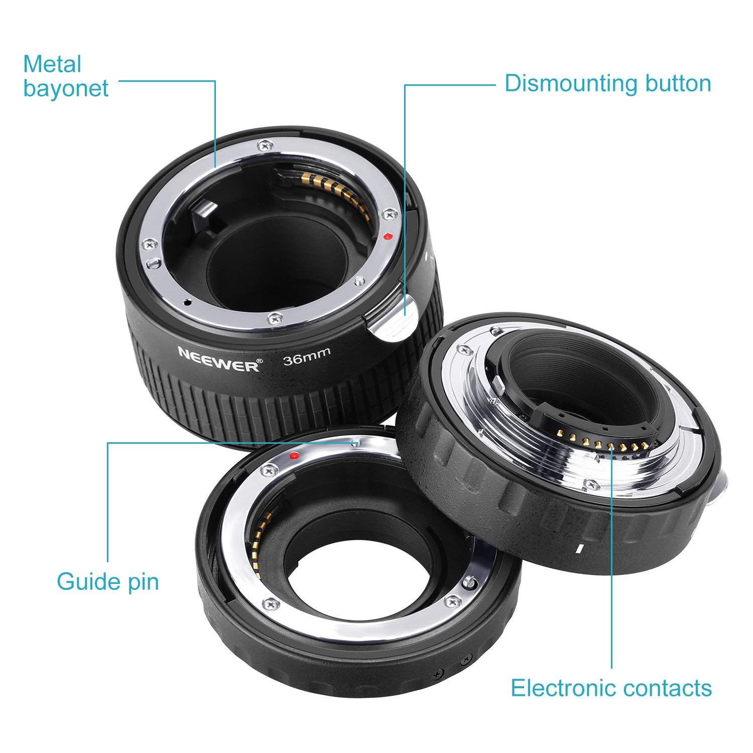 Neewer AF Macro Extension Tube Set 12mm 20mm 36mm for Nikon D3100 D3000