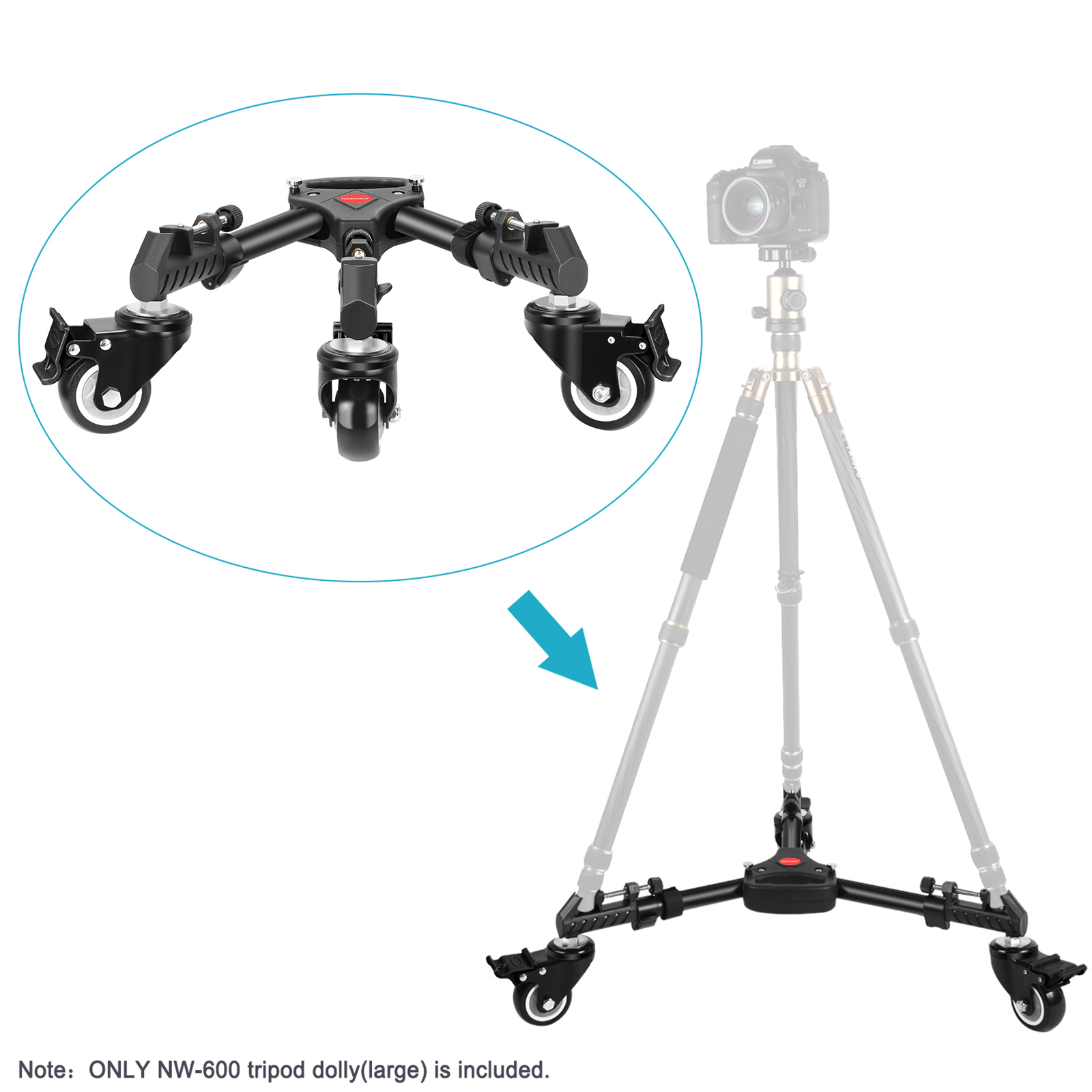 Neewer Photography Heavy Duty Tripod Dolly with 3inch Rubber Wheels
