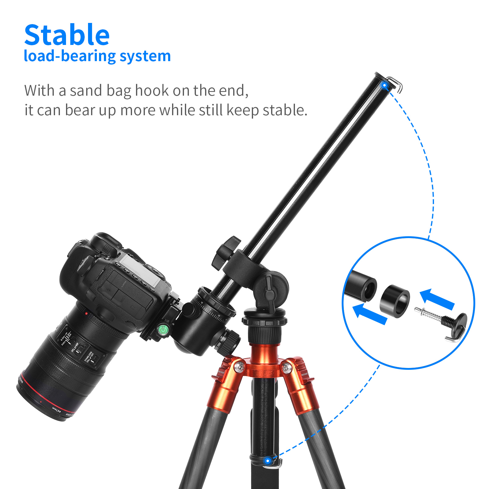 Neewer Camera Tripod Boom Arm External MultiAngle Center Column