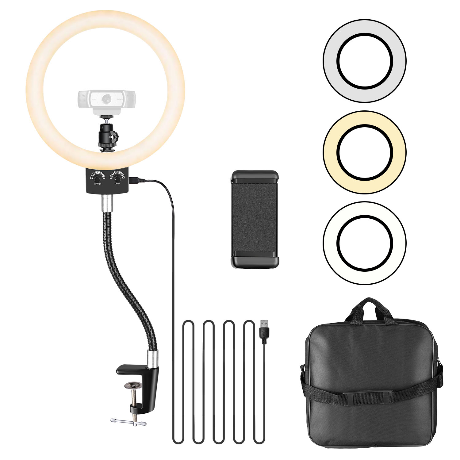 Neewer 8.9 inches cam Light for Logitech cam Dimmable USB LED