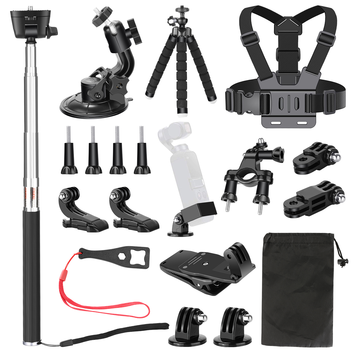 Funda Correa Pecho Soporte Clip de Mochila Soporte de expansi/ón Tr/ípode para Osmo Pocket Expansi/ón Accesorios Kit DJI OSMO Pocket Accesorios