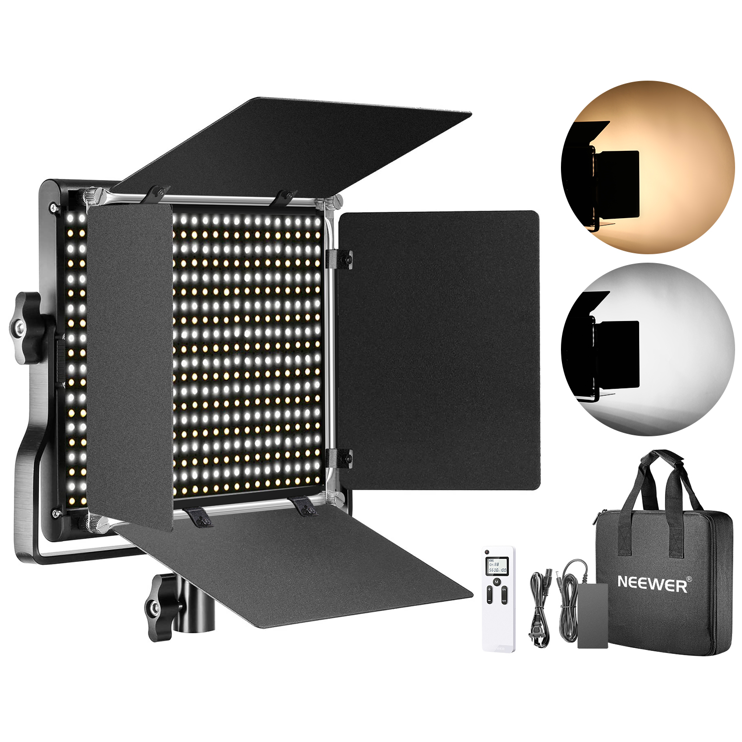  Neewer Upgraded 660 LED Video Light Dimmable Bi-Color LED  Panel with LCD Screen for Studio,  Video Shooting Product  Photography, 660 Beads CRI 96+, Durable Metal with U Bracket and