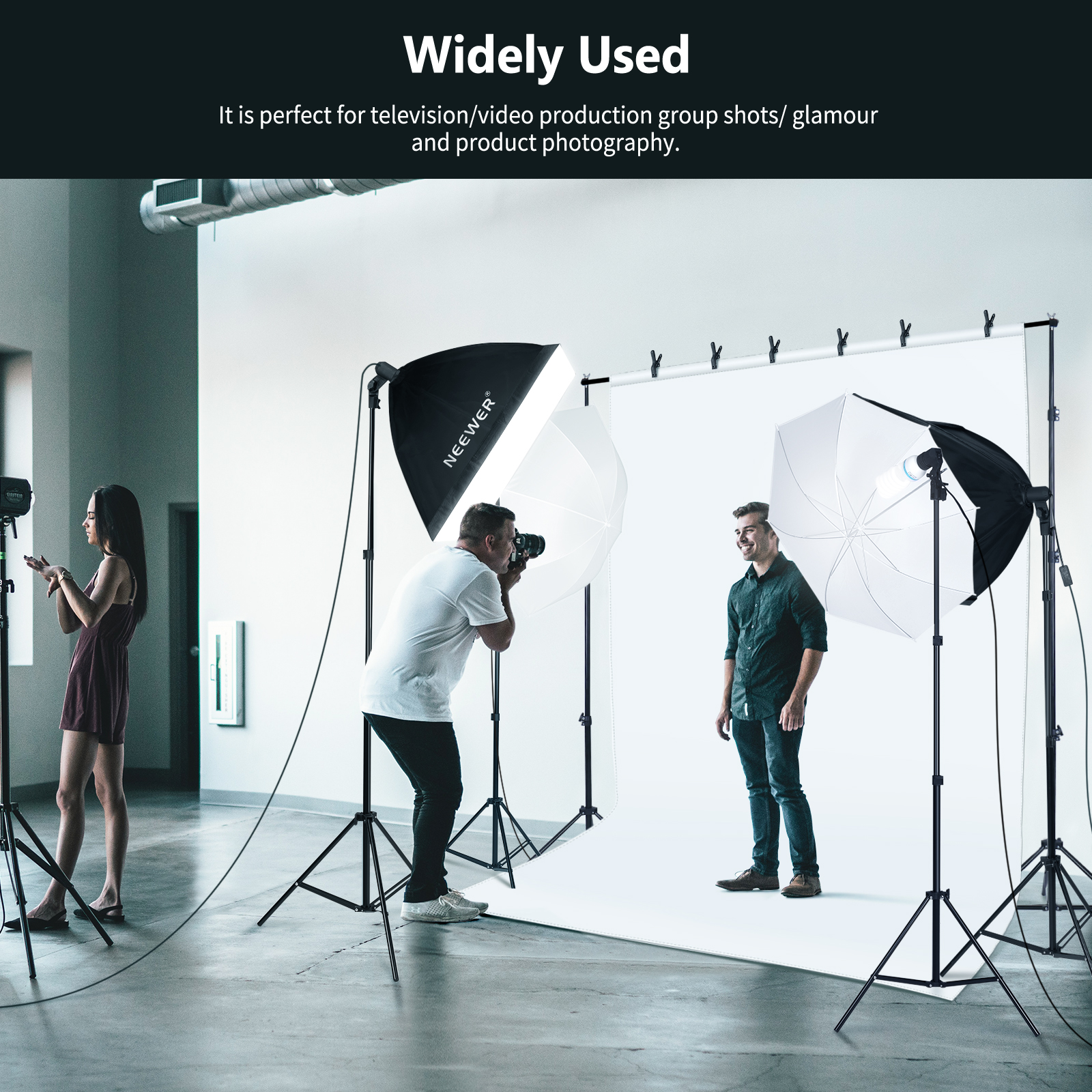 Photography Backdrop Lighting Kit 2.6Mx3M/8.5ftx10ft Background Support