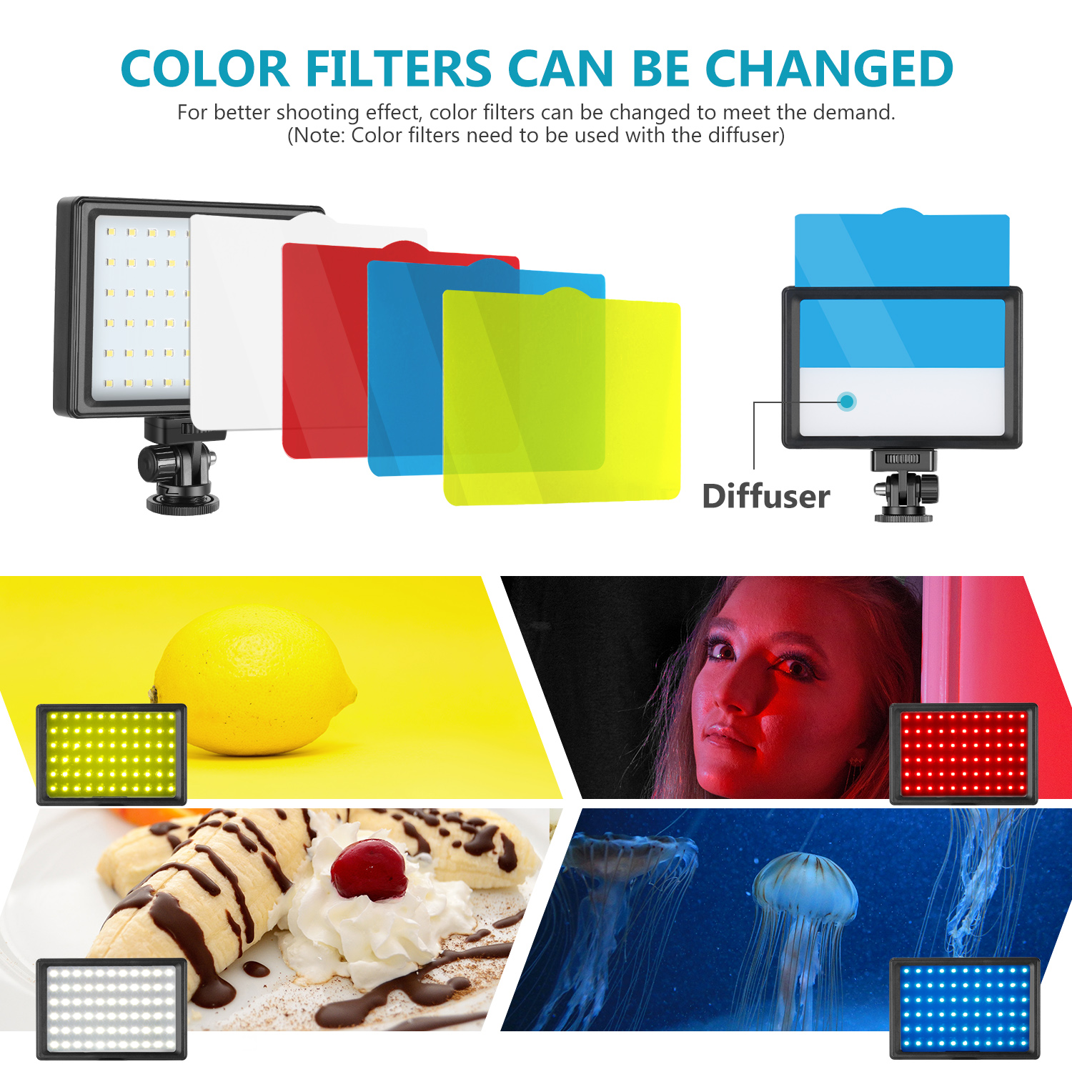 Neewer 2 Packs Lighting Kit Dimmable USB 66 LED Video Light with Stand