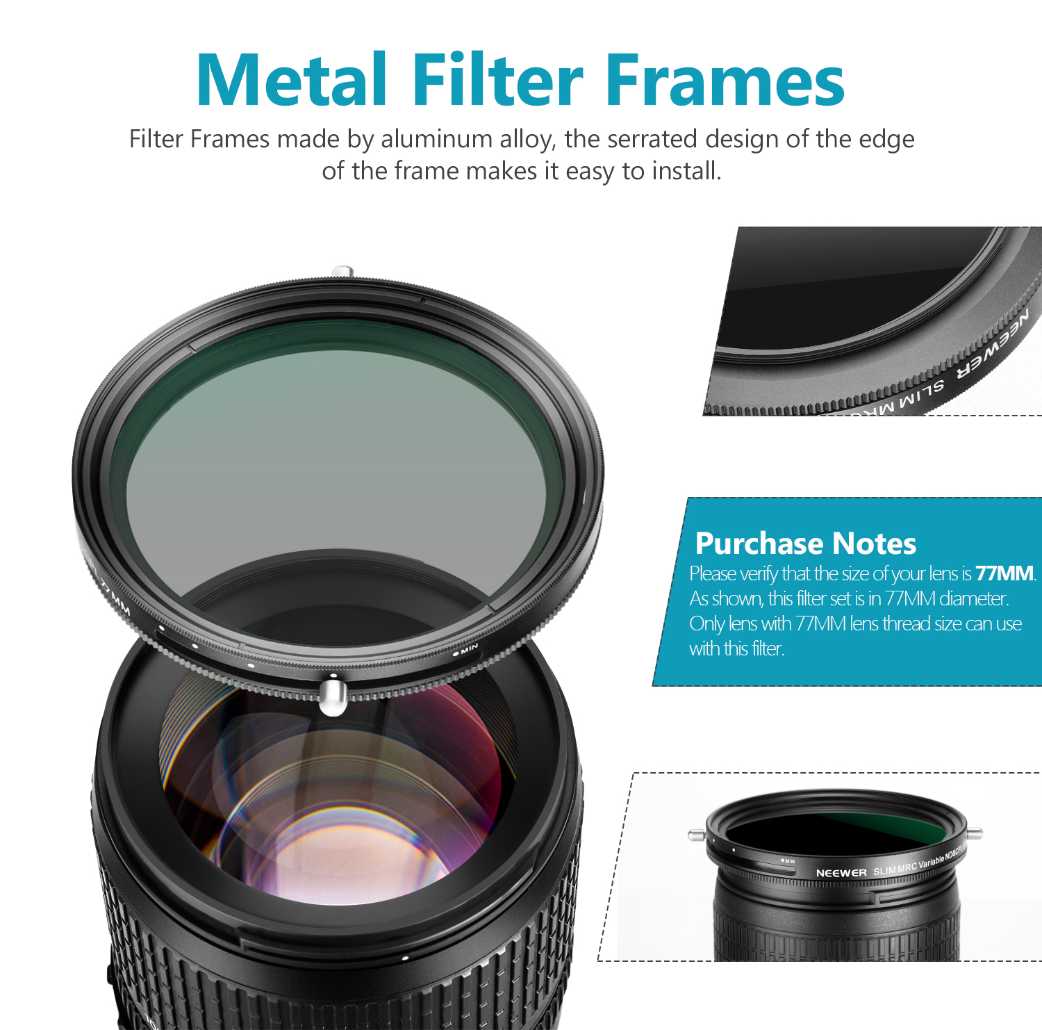 No Black Cross Oil Resistance Multilayer Coating Neewer 72mm Variable Fader ND2-ND32 ND Filter and CPL Circular Polarizing Filter 2 in 1 for 72mm Thread Camera Lens
