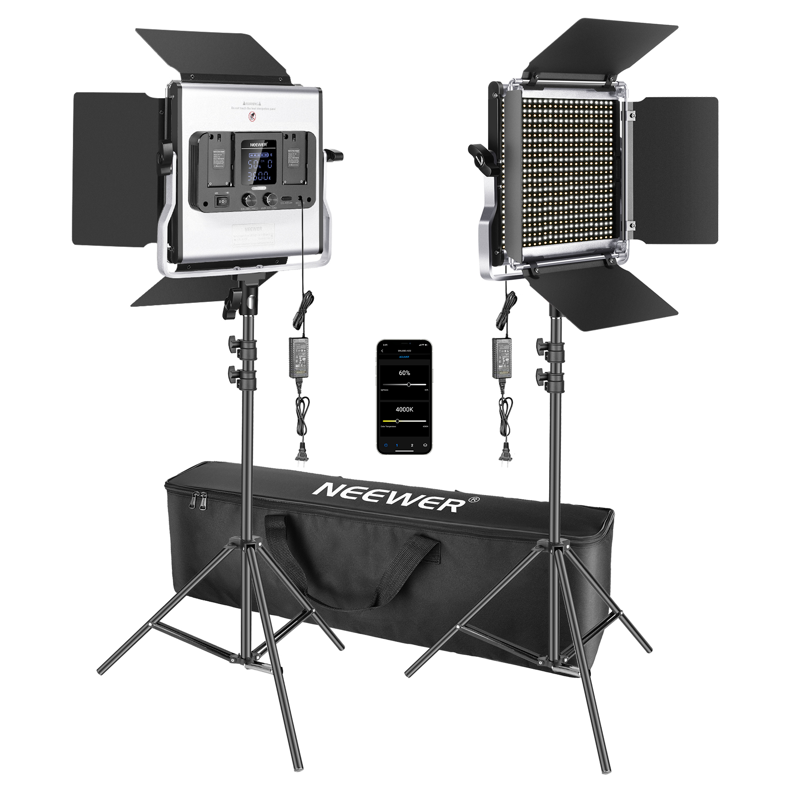 Neewer 2 Packs 660 LED Video Light APP Control Photography Video Lighting  Kit