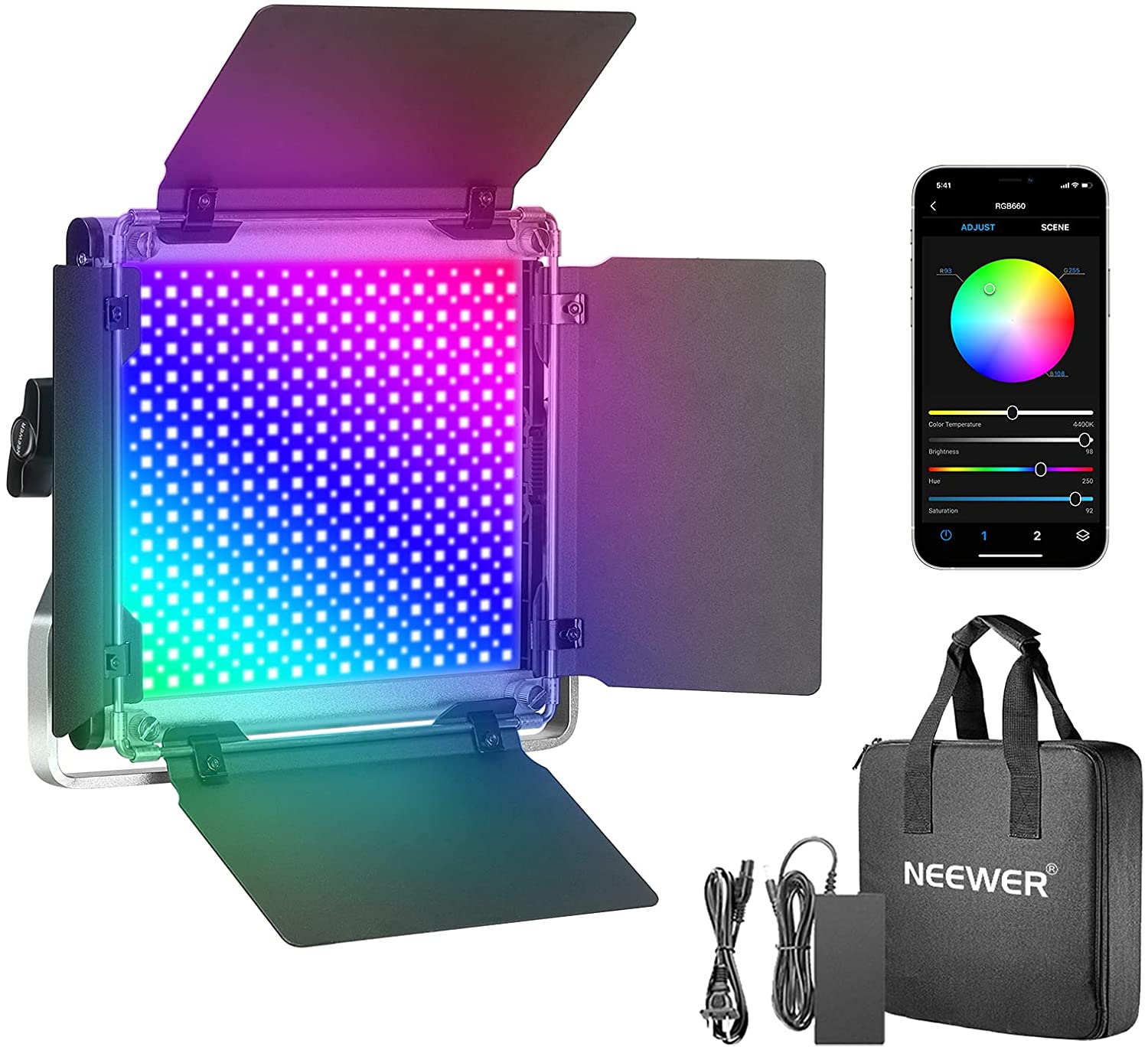 Neewer 660 RGB Led Light with APP Control, 660 SMD LEDs CRI95/3200K