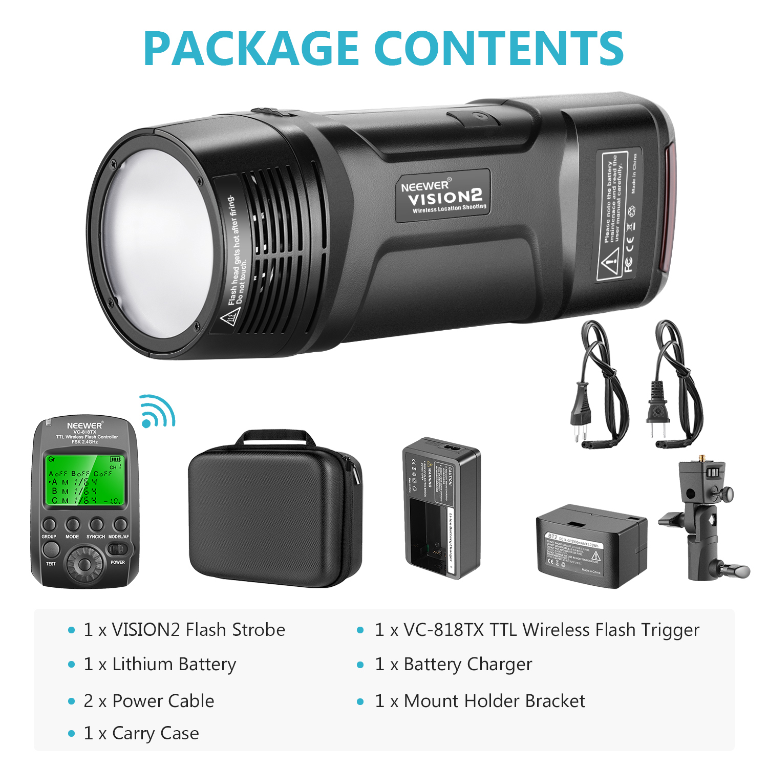 Neewer VISION2 200Ws 2.4G TTL Flash Strobe Compatible with Nikon DSLR Cameras 1//8000 HSS Pocket Monolight with Wireless Trigger 2900mAh Battery to Cover 500 Full Power Shots Recycle in 0.01-1.8 Sec