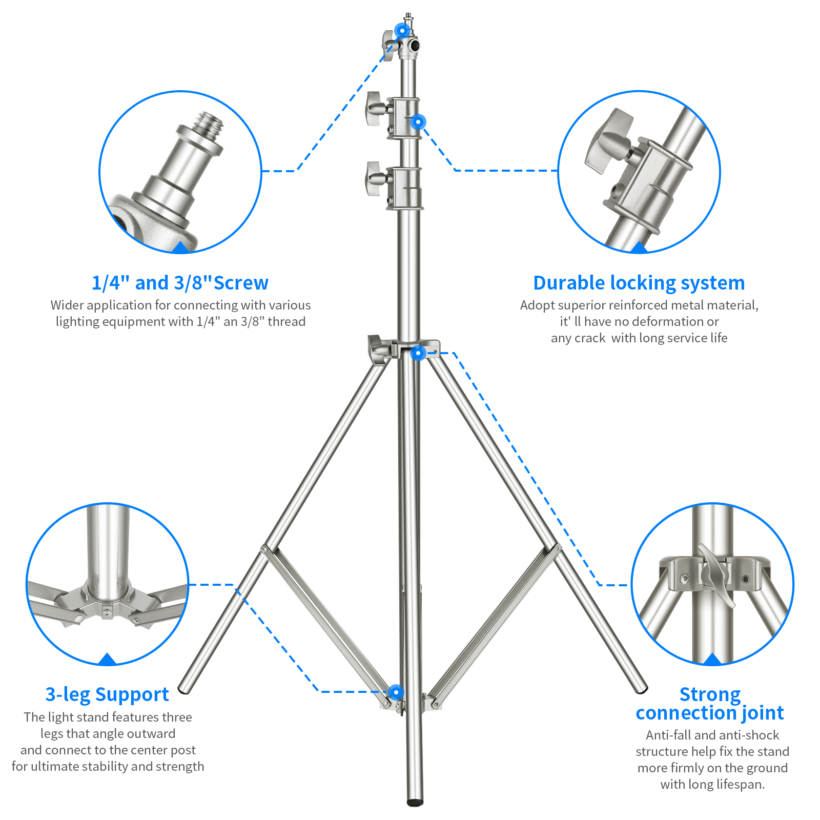 NEEWER 300cm Steel Light Stand חצובת תאורה מנירוסטה - שימושים ויישום