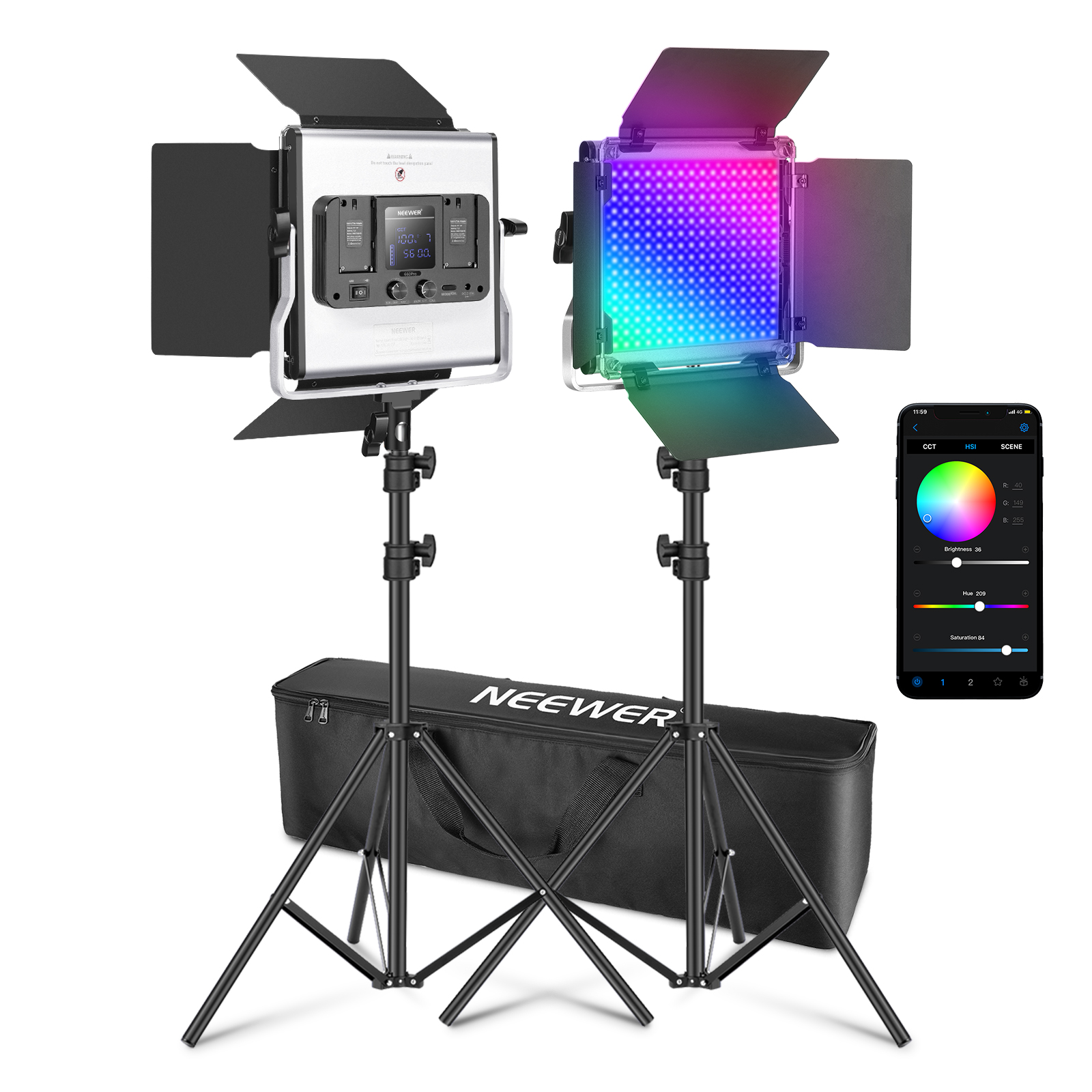 Neewer ビデオライト　RGB660 2台セット NEEWER 2パック 二色660 LEDビデオライトキット – NEEWER.JP
