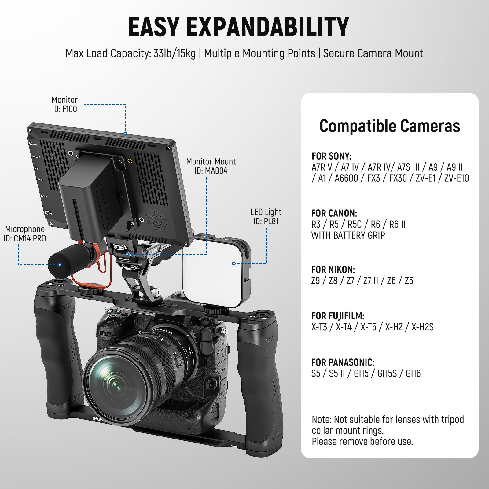 כלוב מצלמה עם ידיות NEEWER Dual Grip Camera Cage - פרטים נוספים