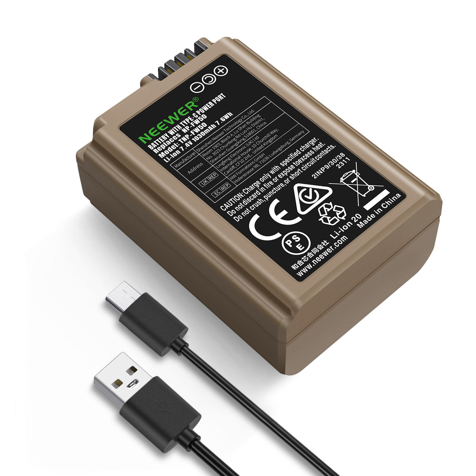 NEEWER Sony TNP-FW50 USB-C Battery סוללה למצלמת סוני - תמונת מוצר