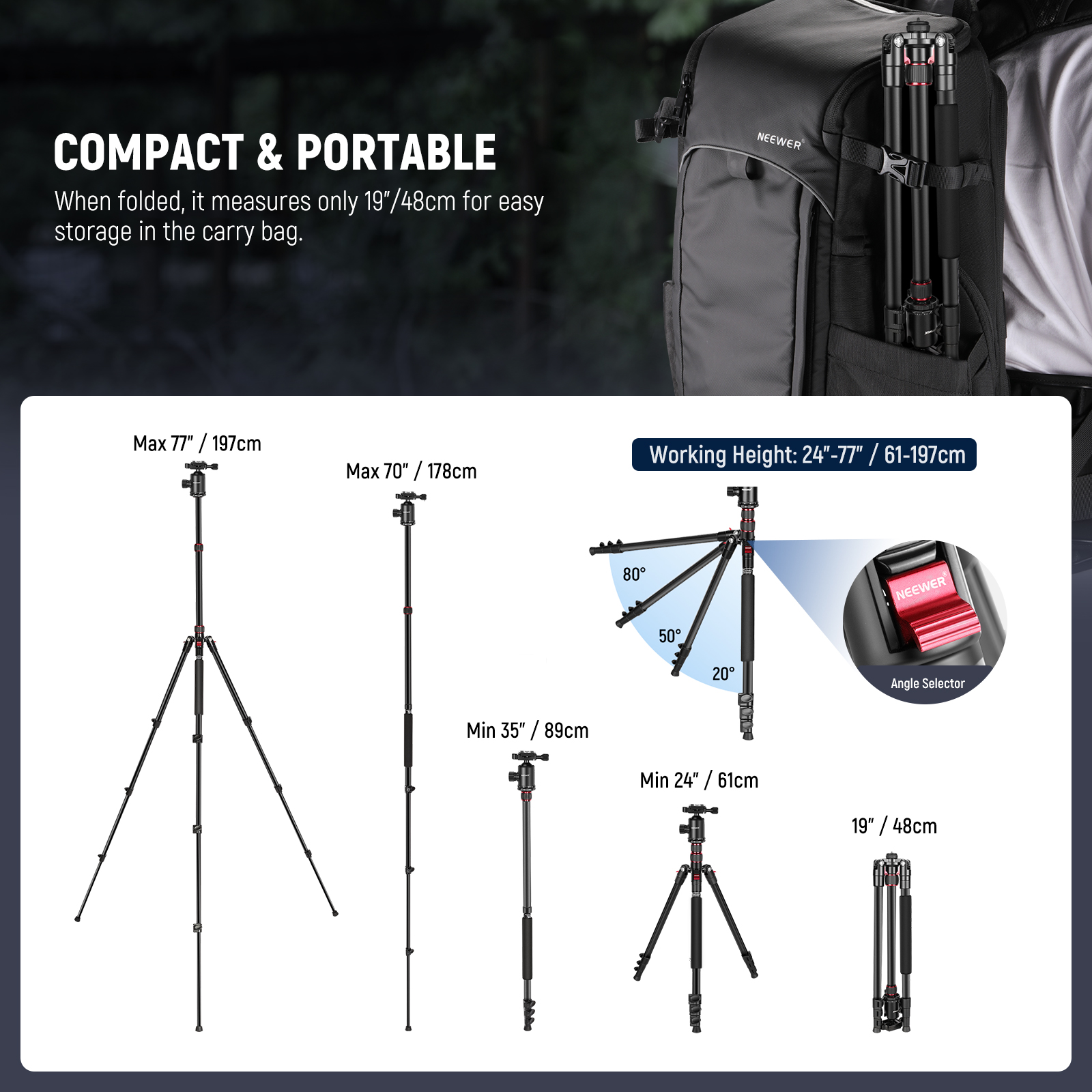 חצובה עם תפס לטלפון NEEWER 77" Dual Axis Tripod - שימושים ויישום