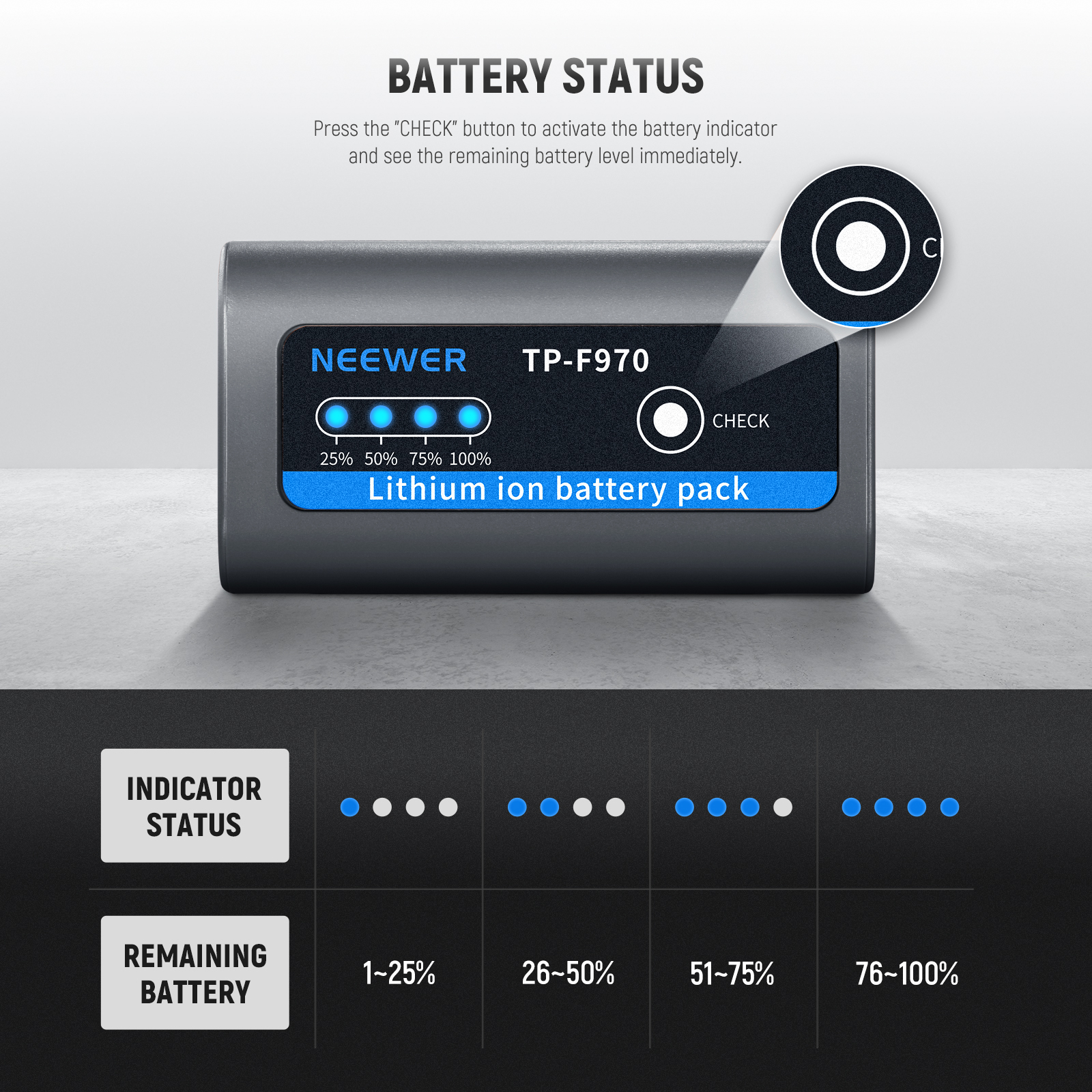 NEEWER TP-F970 10500mAh Battery סוללת - פרטים נוספים