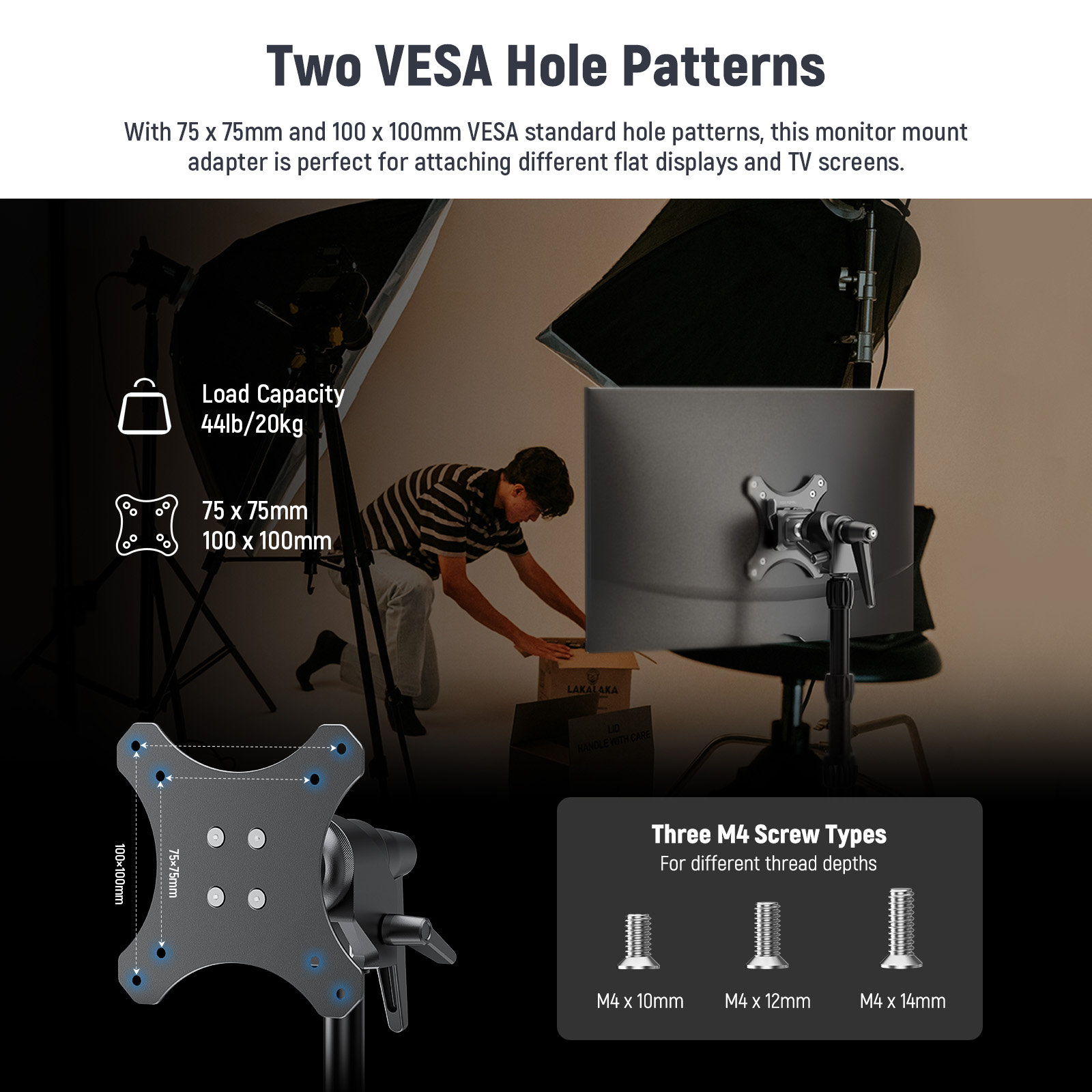 NEEWER VESA Stand Adapter מתאם VESA לחצובת תאורה - שימושים ויישום