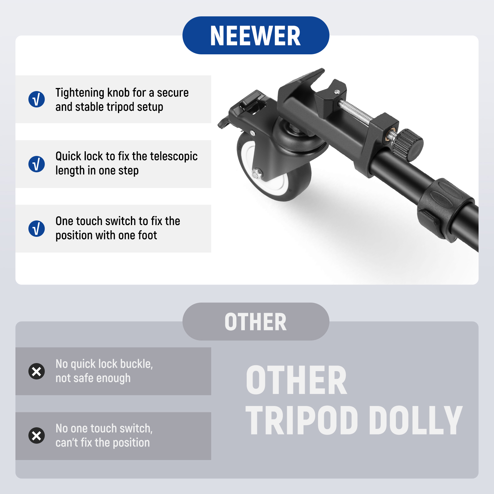 דולי גללים לחצובה NEEWER NW600 Tripod Dolly - שימושים ויישום